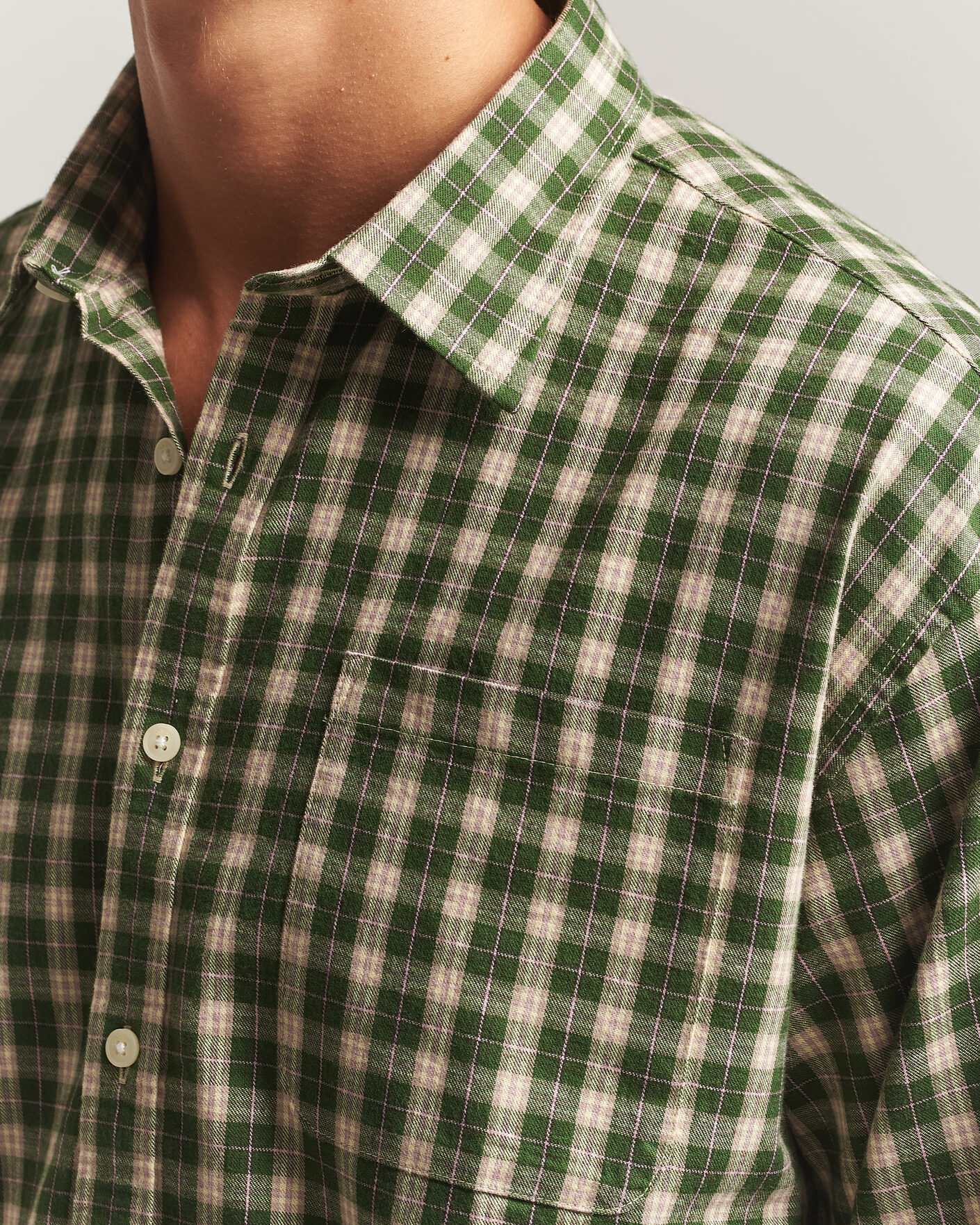 Herre | Skjorter | NN07 | Deon Flannel Shirt Eden Green Check