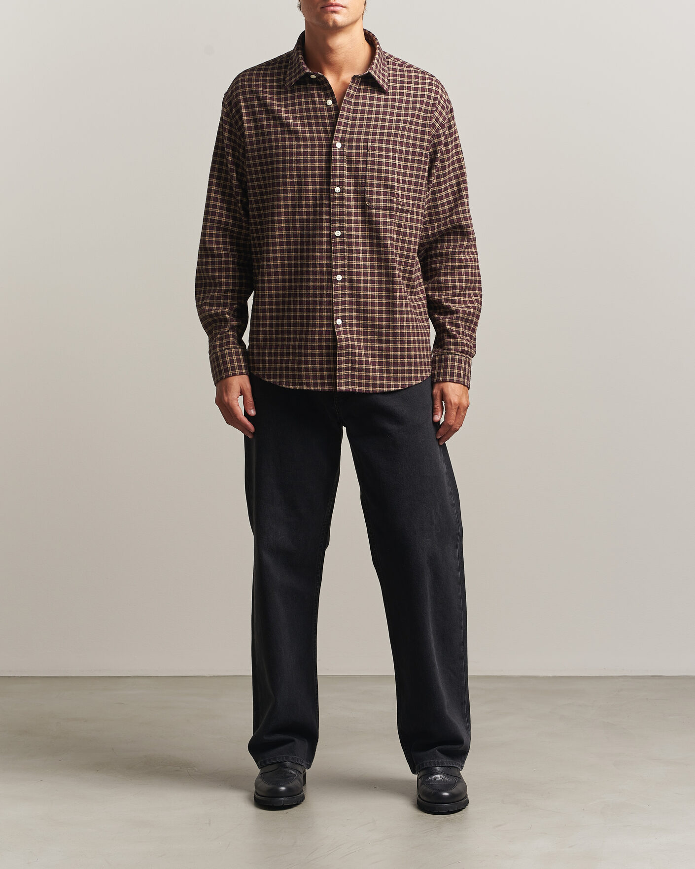 Herre | Skjorter | NN07 | Deon Flannel Shirt Bordeaux Check
