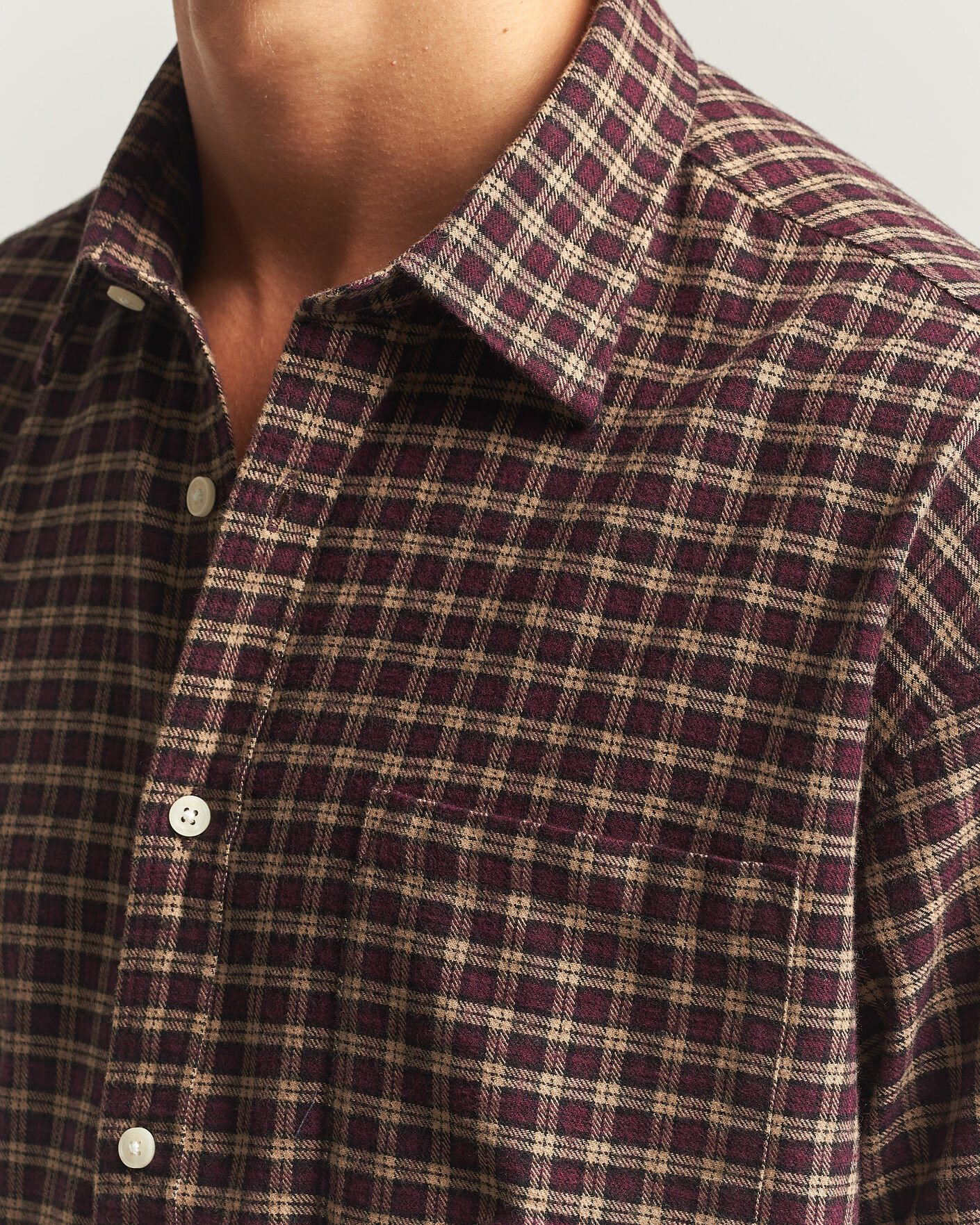 Herre | Skjorter | NN07 | Deon Flannel Shirt Bordeaux Check