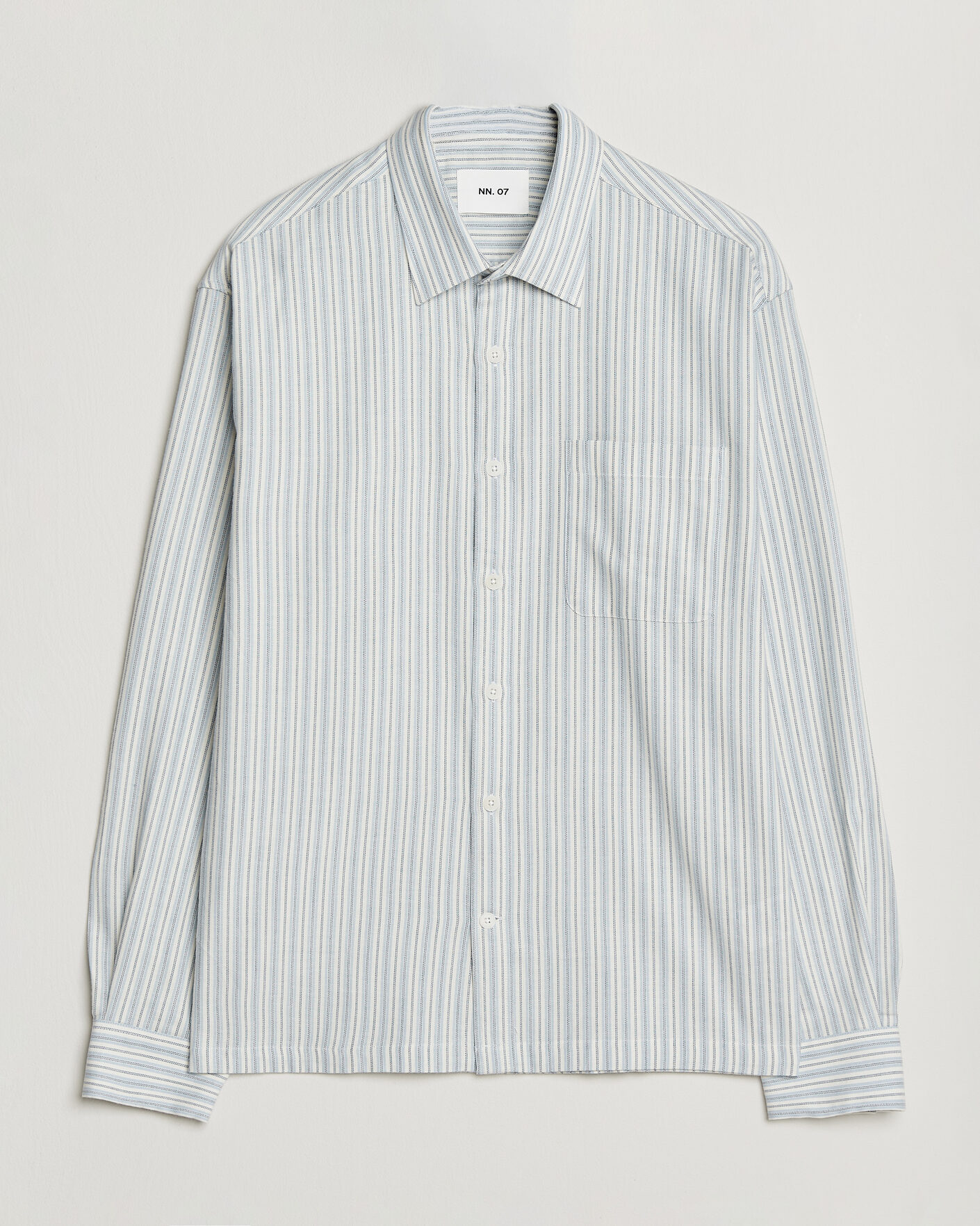 Herre | Skjorter | NN07 | Deon Brushed Cotton Striped Shirt Blue