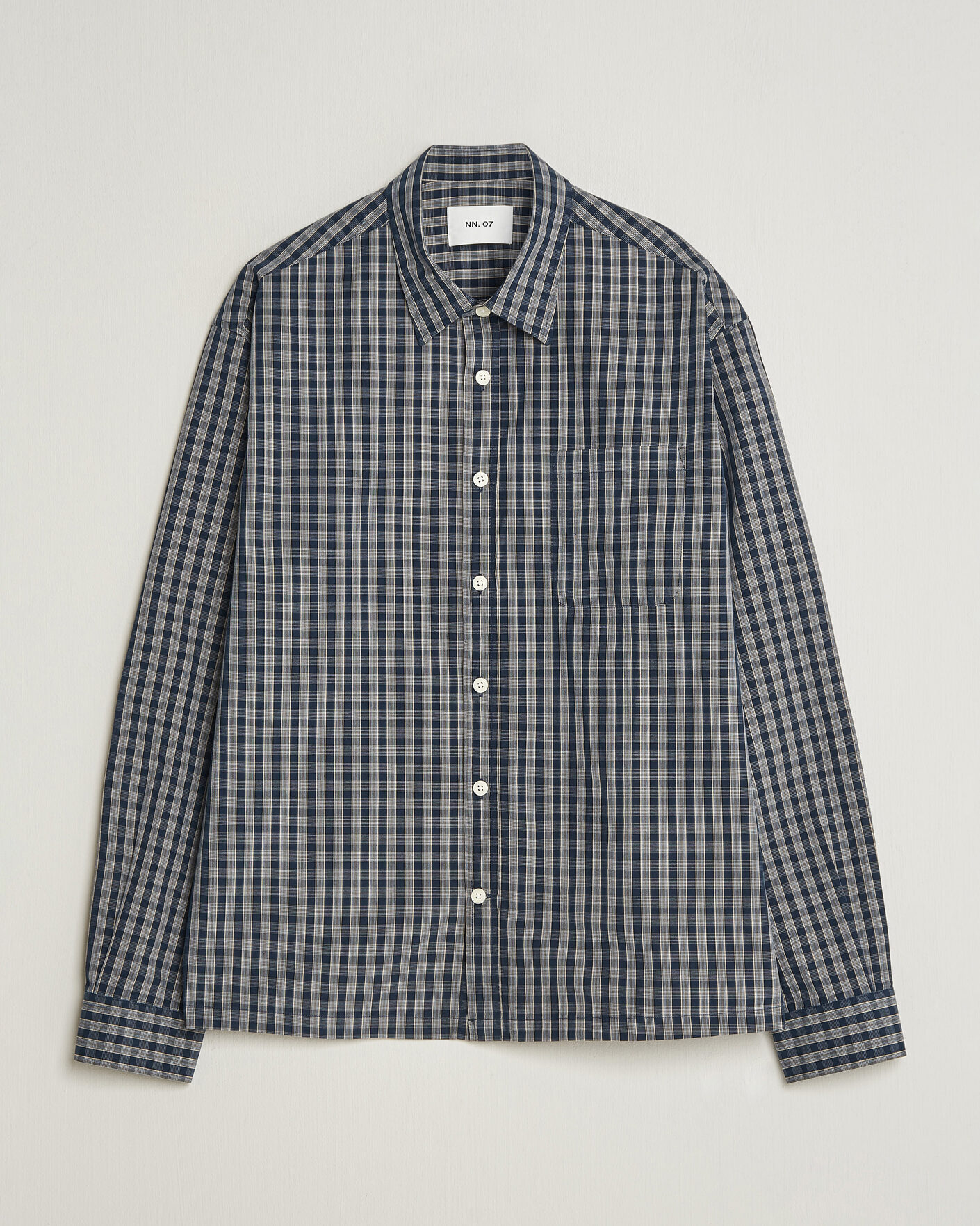 Herre | Skjorter | NN07 | Deon Brushed Cotton Checked Shirt Navy Blue