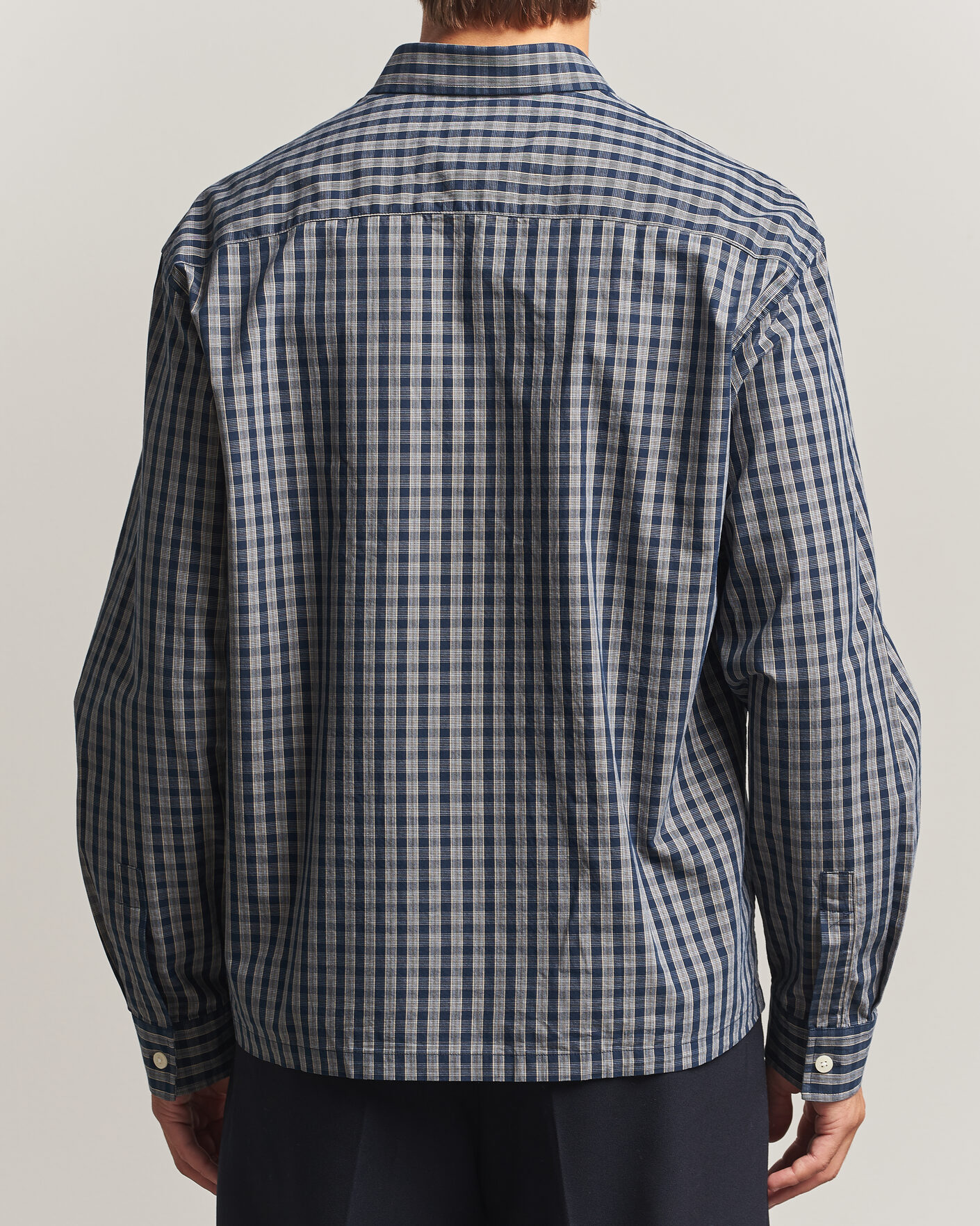 Herre | Skjorter | NN07 | Deon Brushed Cotton Checked Shirt Navy Blue