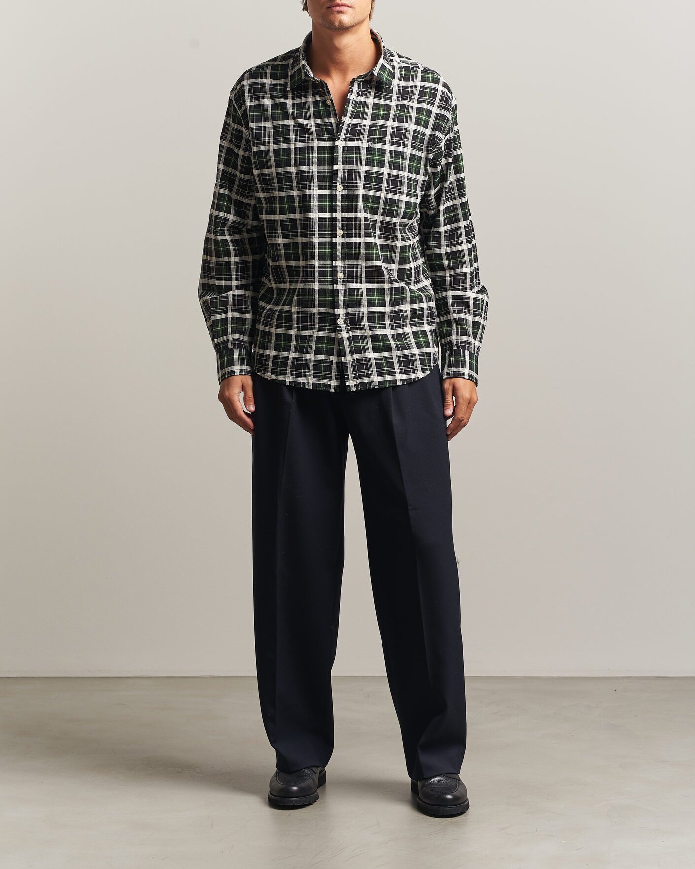 Herre | Skjorter | NN07 | Deon Cotton Checked Shirt Fern Green