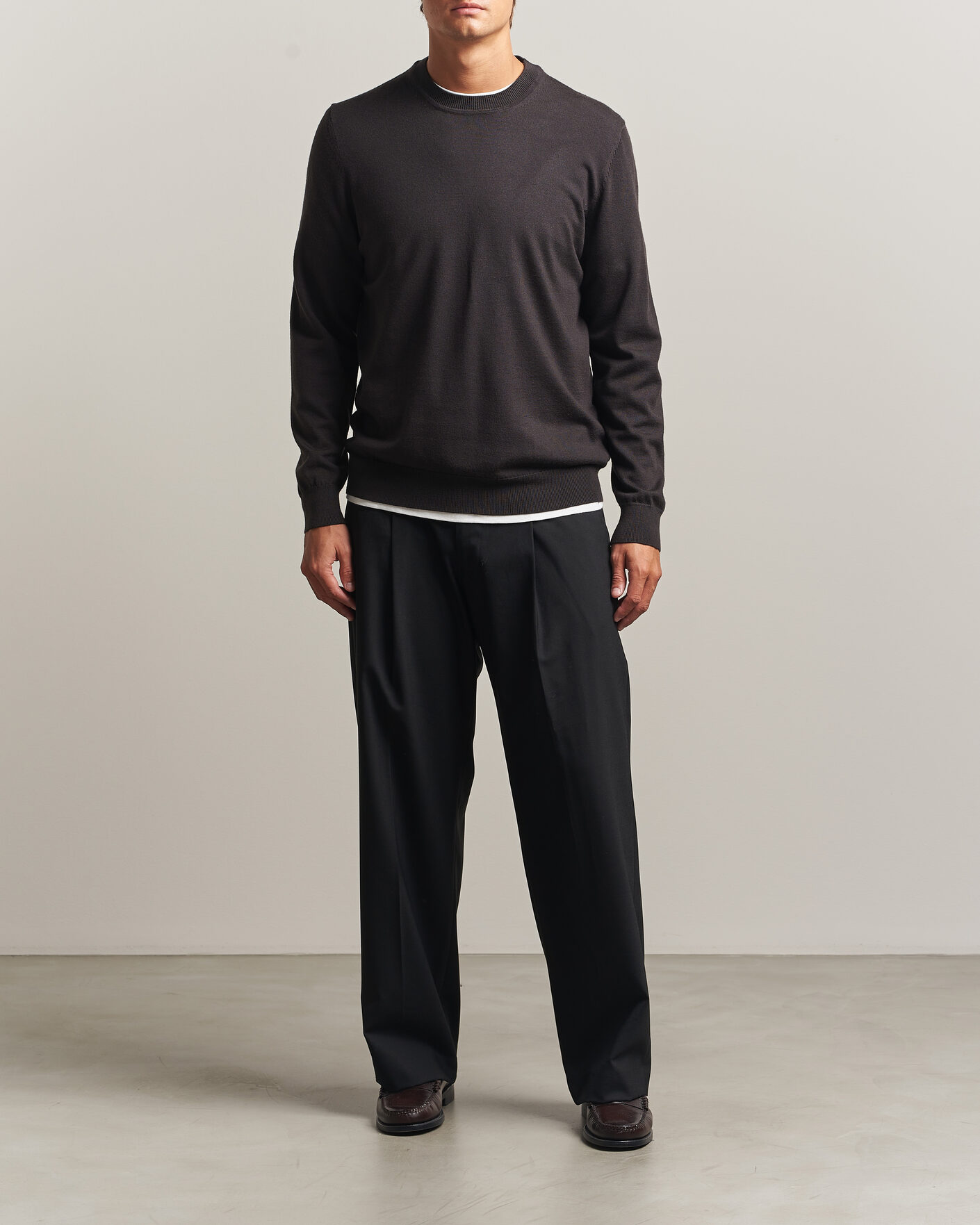 Herre | Gensere | NN07 | Ted Merino Crew Neck Pullover Deep Truffle
