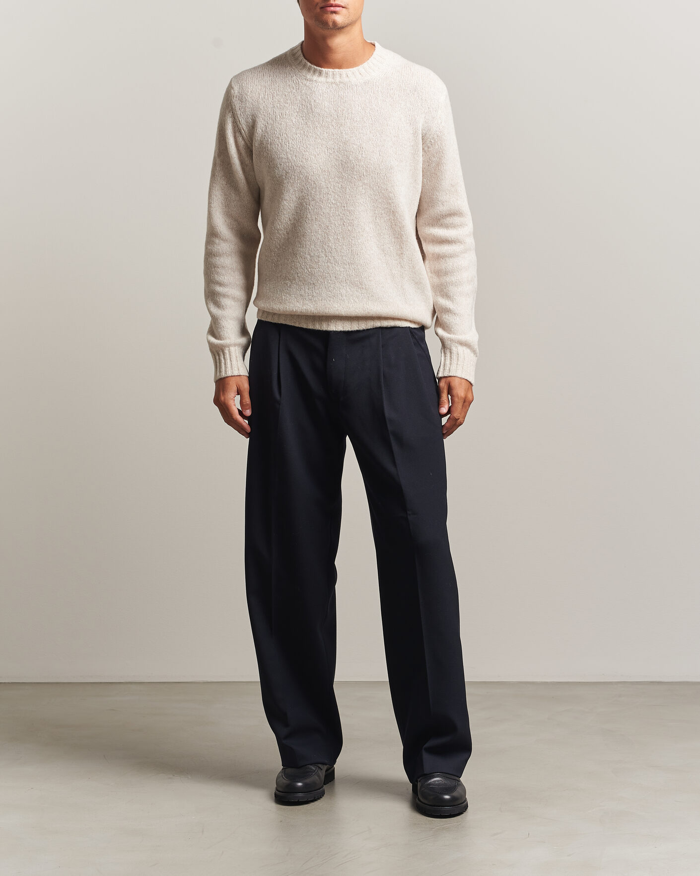 Herre | Gensere | NN07 | Lee Wool Knitted Sweater Ivory