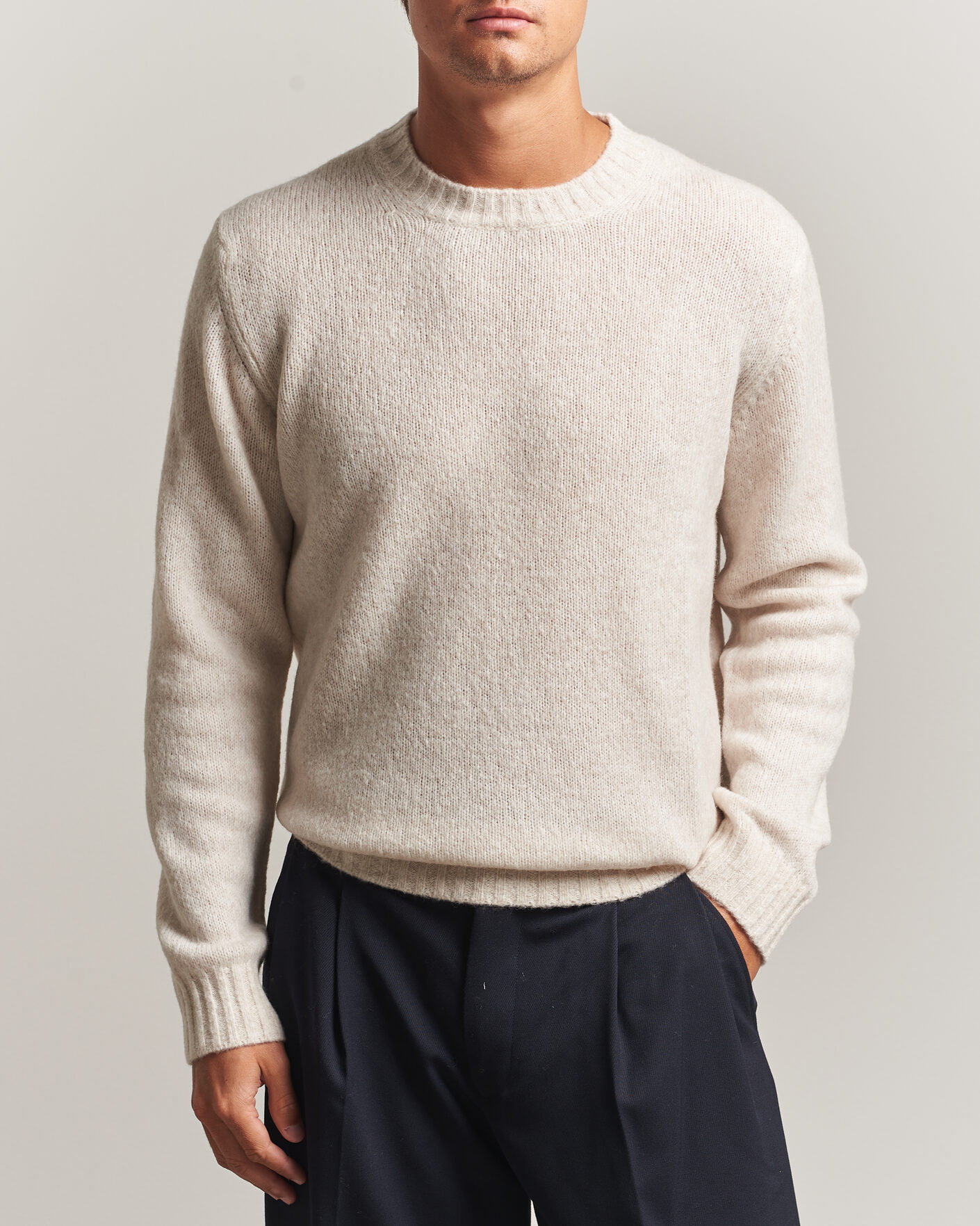 Herre | Gensere | NN07 | Lee Wool Knitted Sweater Ivory