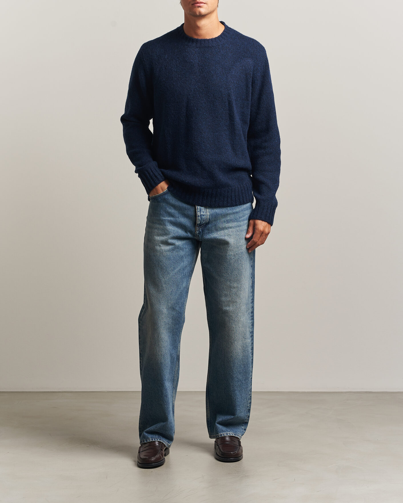 Herre | Gensere | NN07 | Lee Wool Knitted Sweater Navy Blue