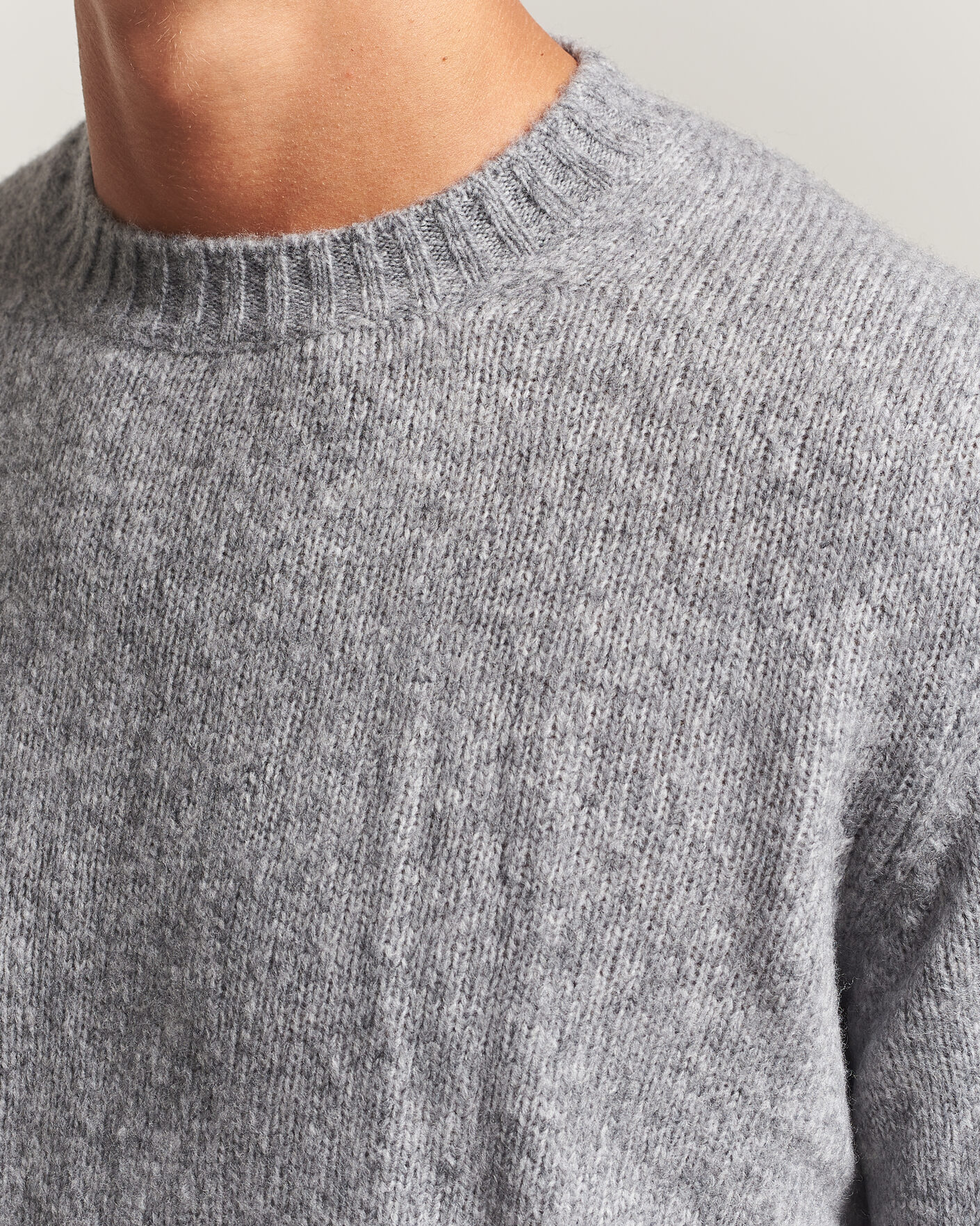 Herre | Gensere | NN07 | Lee Wool Knitted Sweater Grey Melange