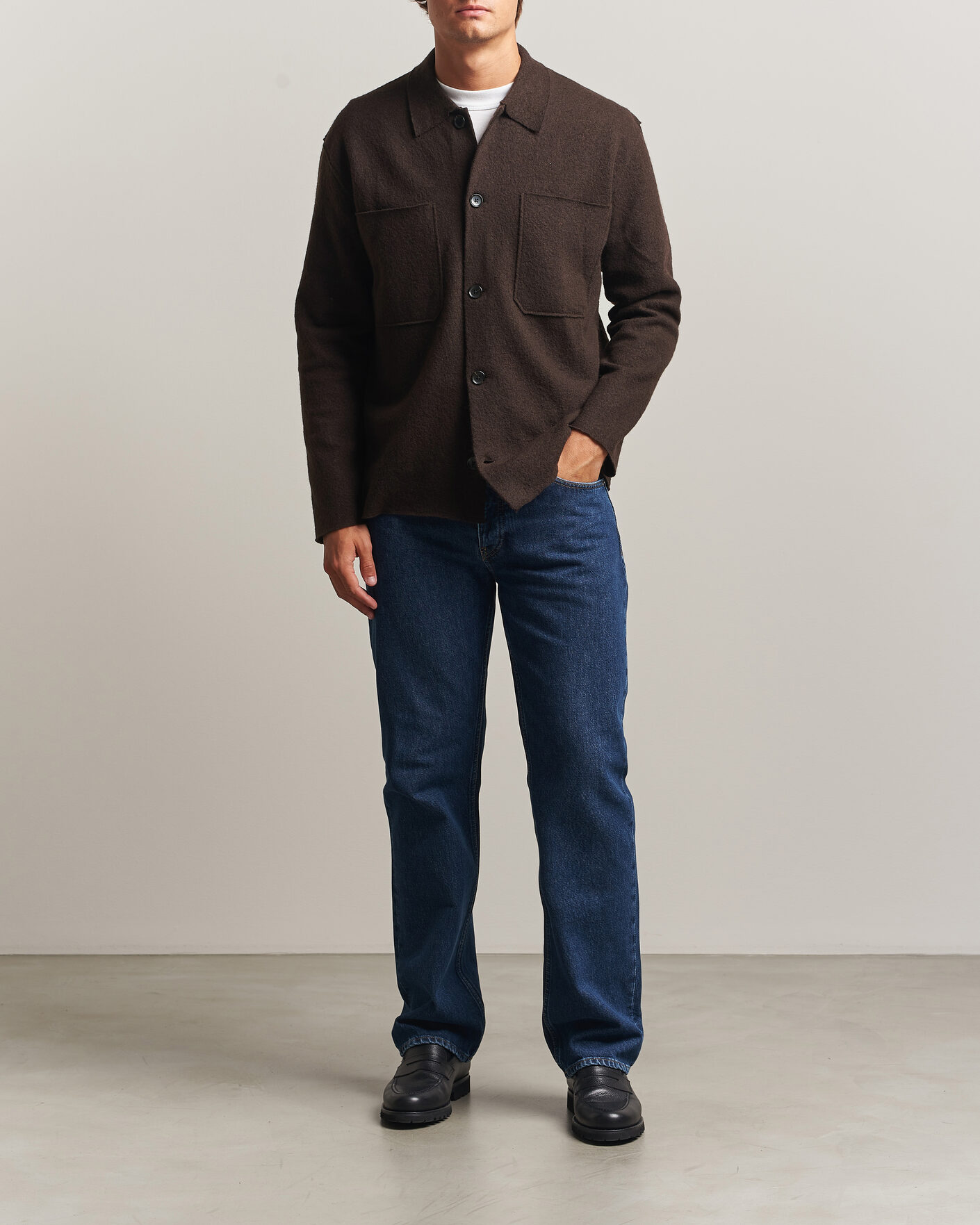 Herre | Gensere | NN07 | Jonas Boiled Wool Cardigan Deep Truffle