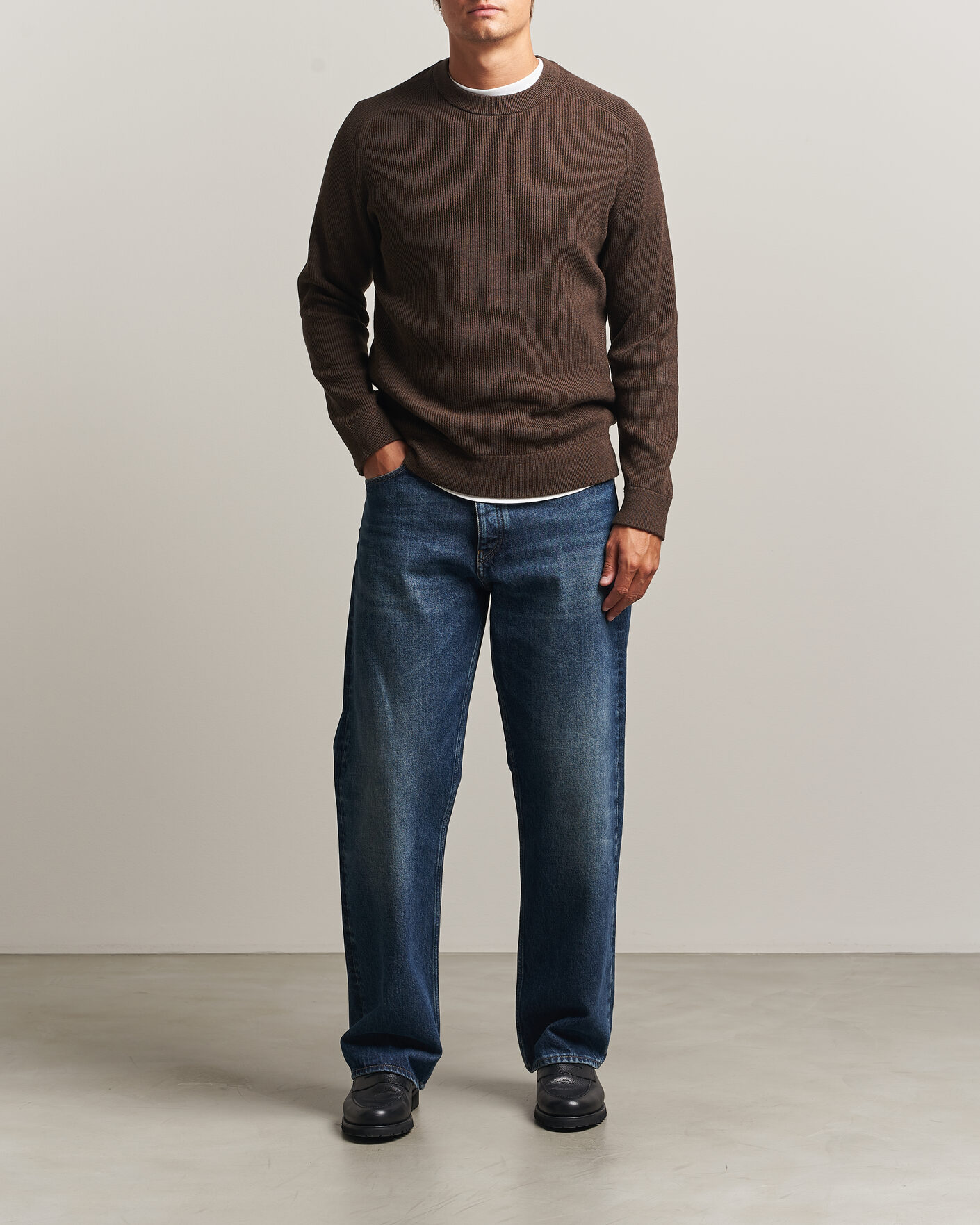 Herre | Gensere | NN07 | Kevin Cotton Knitted Sweater Deep Truffle