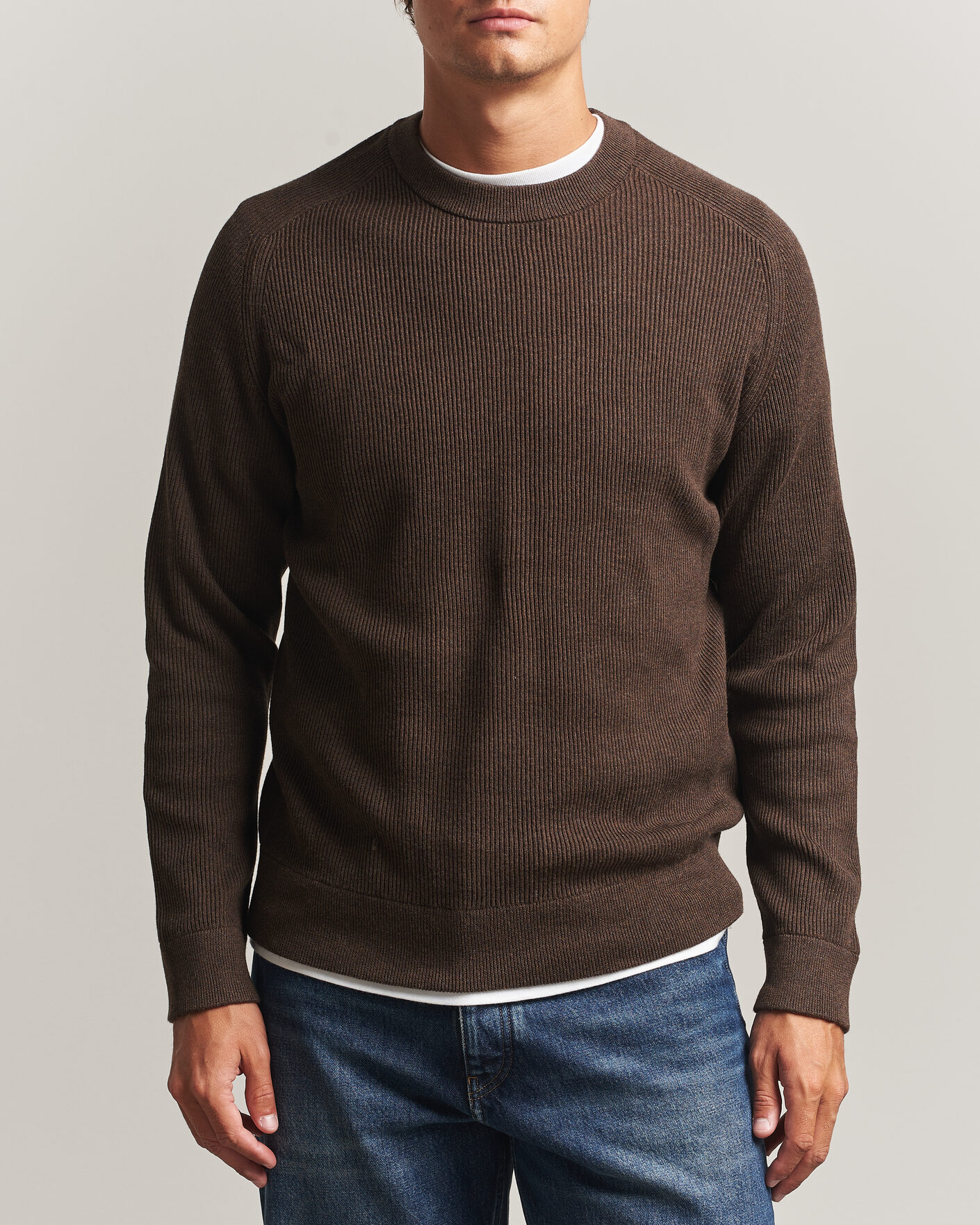 Herre | Gensere | NN07 | Kevin Cotton Knitted Sweater Deep Truffle
