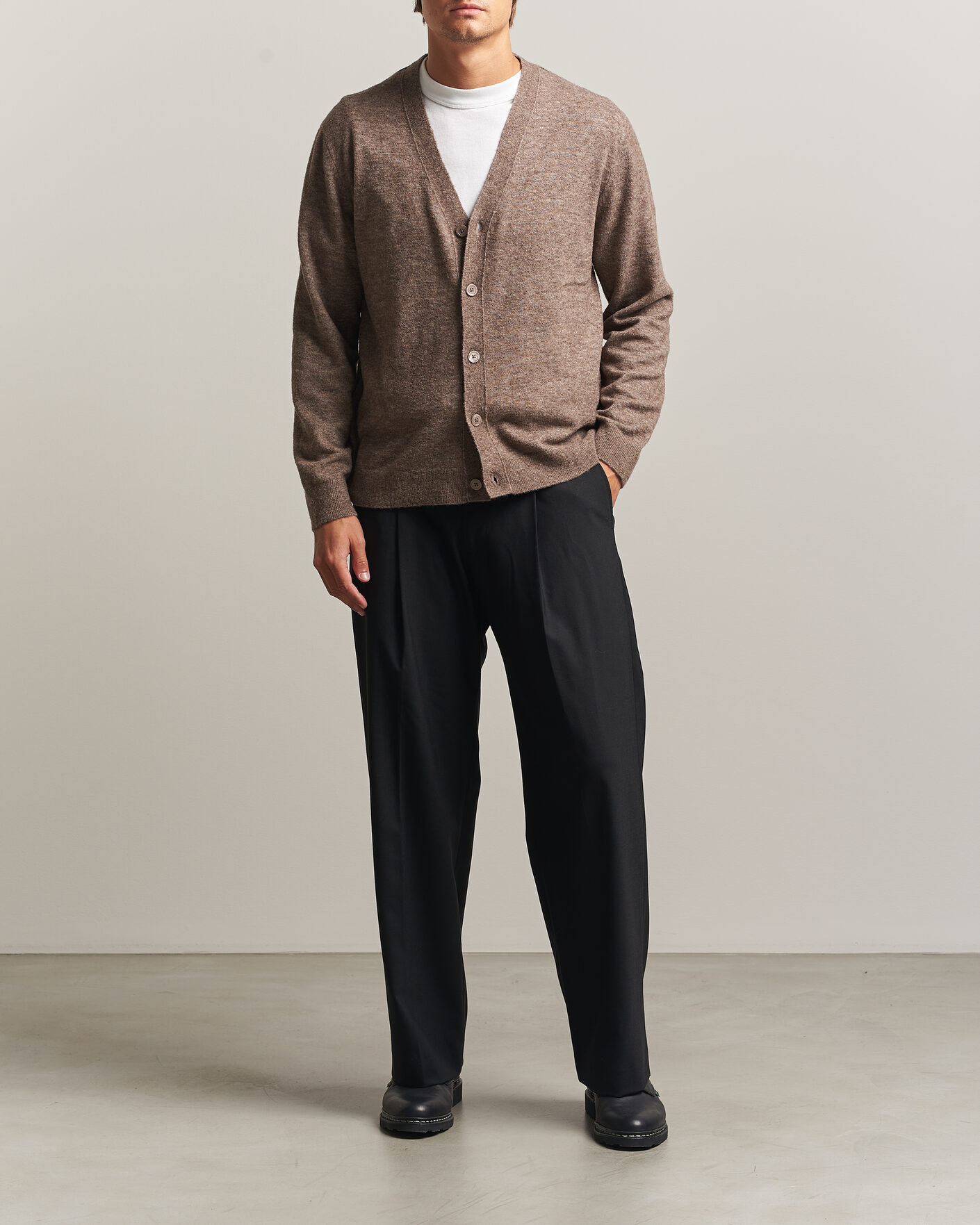 Herre | Gensere | NN07 | Gavin Brushed Wool Knitted Cardigan Desert Clay