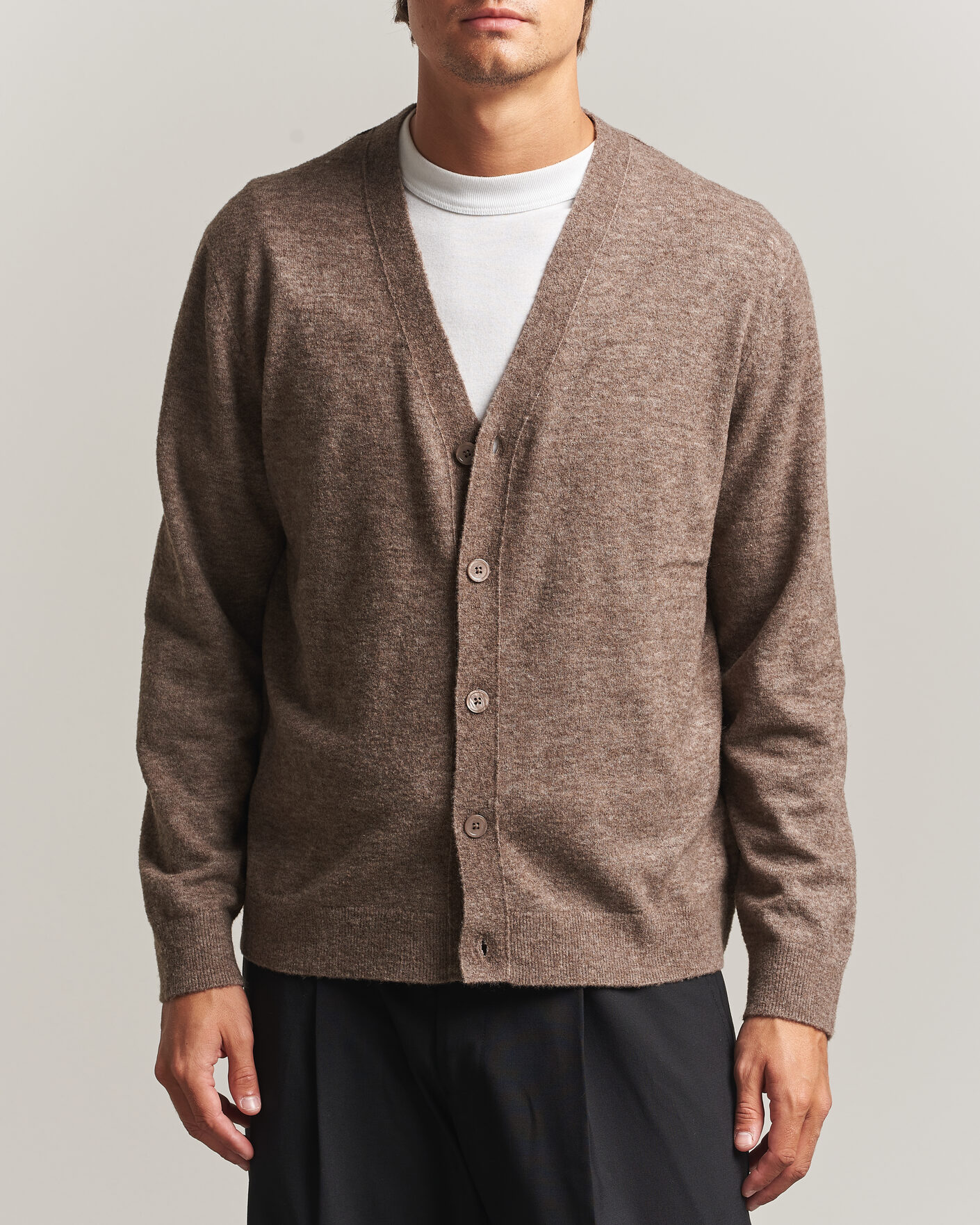 Herre | Gensere | NN07 | Gavin Brushed Wool Knitted Cardigan Desert Clay
