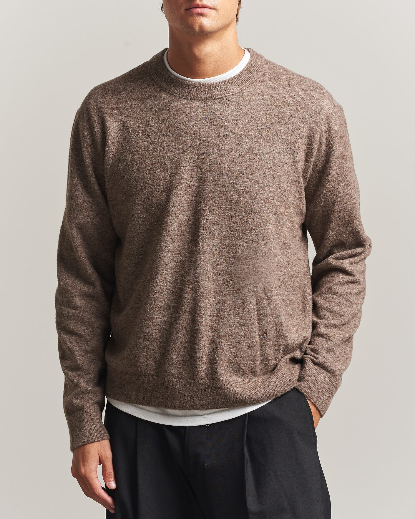 Herre | Gensere | NN07 | Gavin Brushed Wool Knitted Sweater Desert Clay