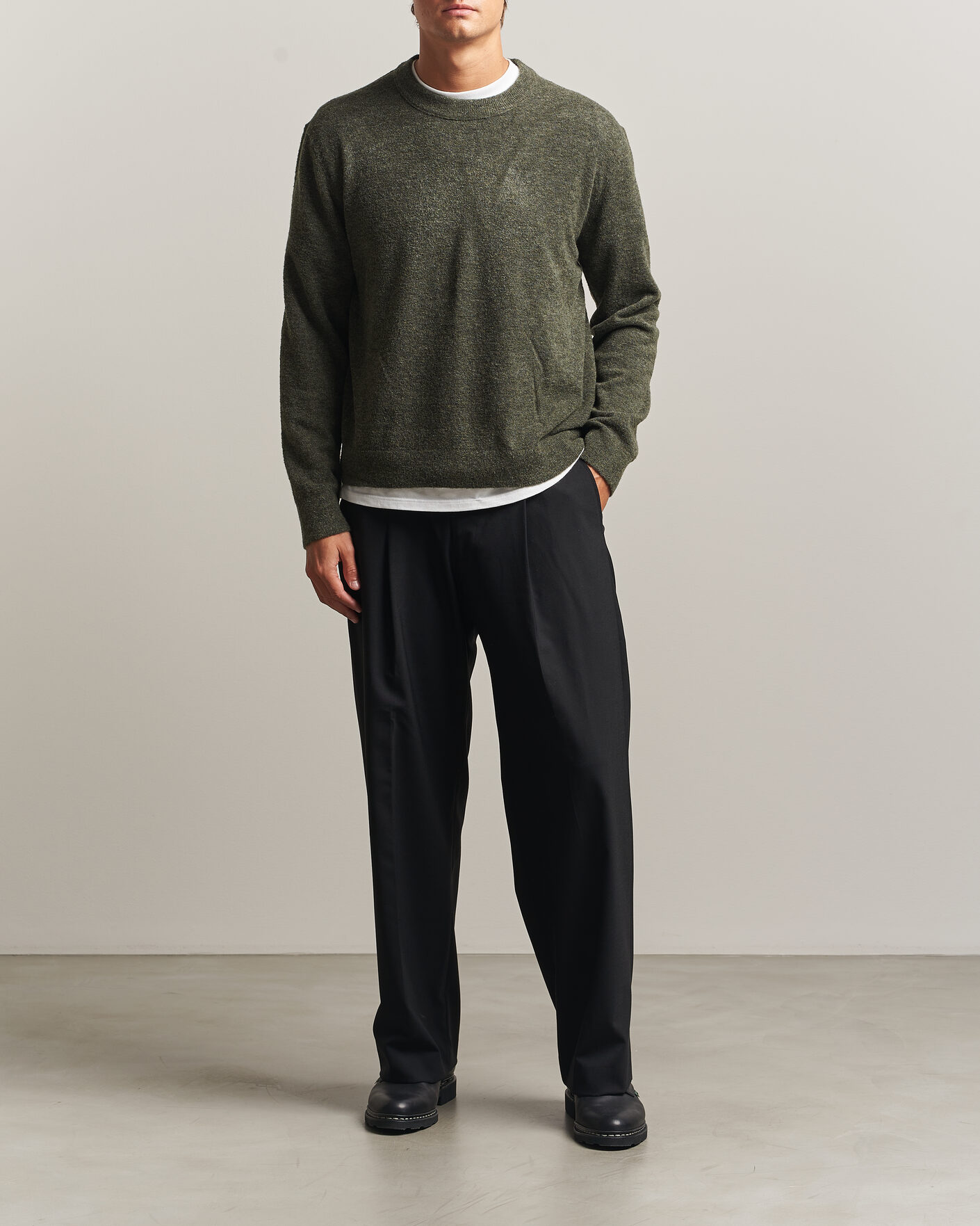 Herre | Gensere | NN07 | Gavin Brushed Wool Knitted Sweater Dark Army