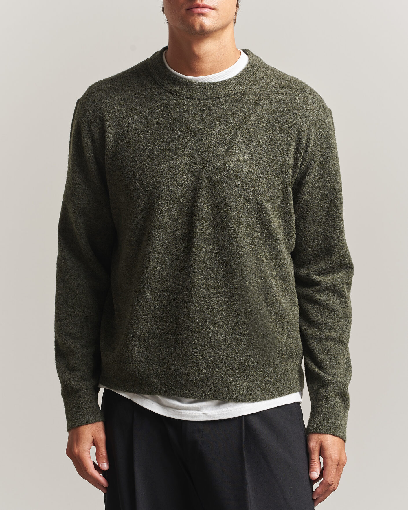 Herre | Gensere | NN07 | Gavin Brushed Wool Knitted Sweater Dark Army