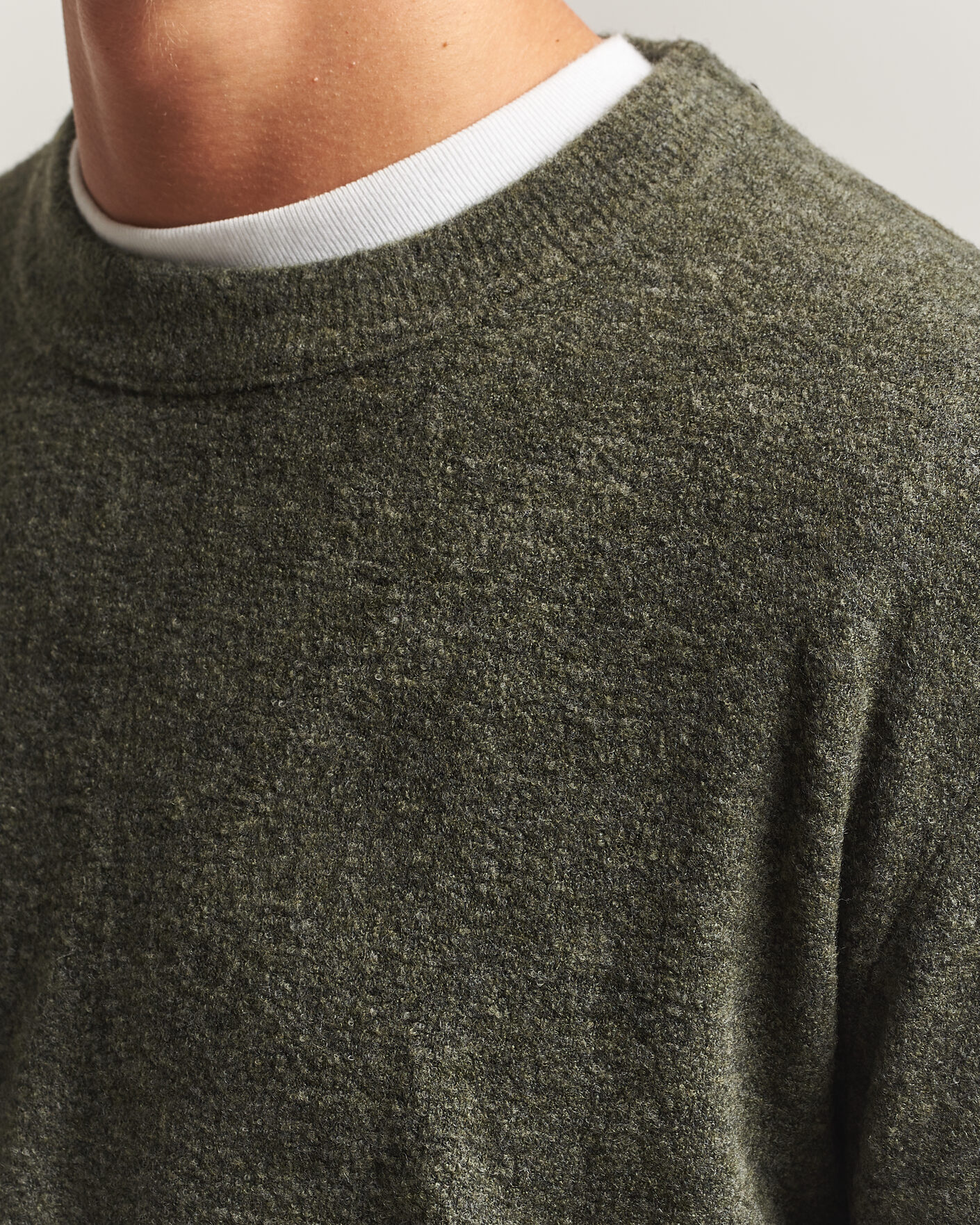 Herre | Gensere | NN07 | Gavin Brushed Wool Knitted Sweater Dark Army