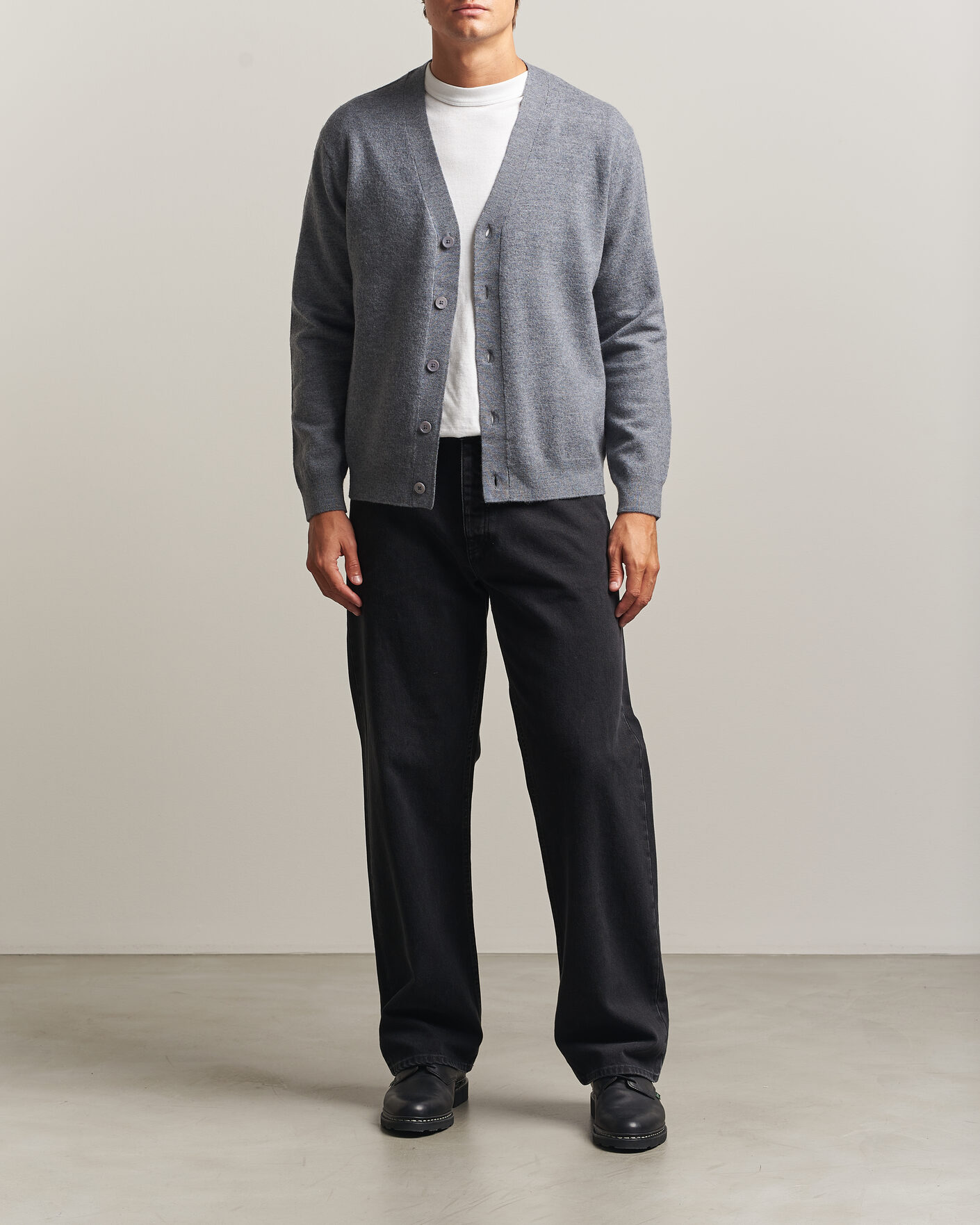 Herre | Gensere | NN07 | Jasper Wool Knitted Cardigan Grey Melange