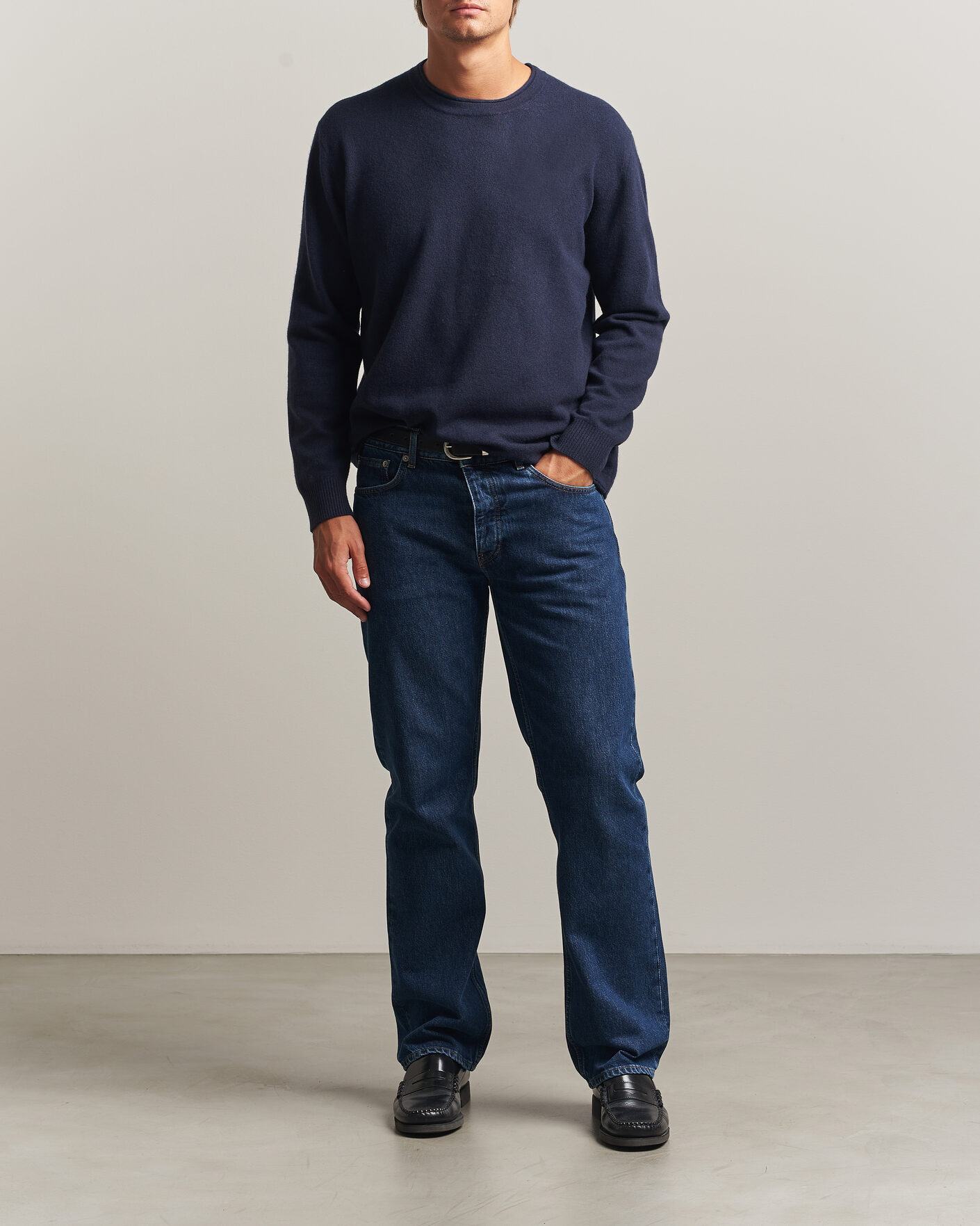 Herre | Gensere | NN07 | Sammy Wool Knitted Sweater Navy Melange