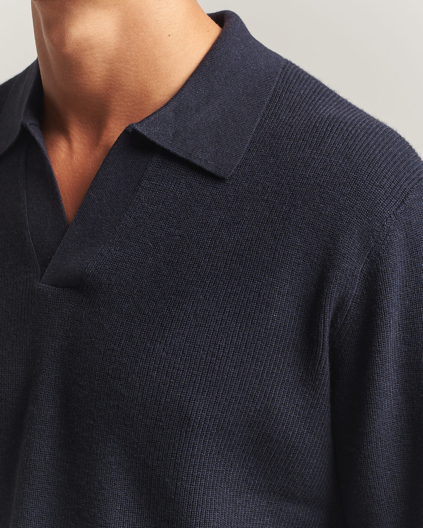 Herre | Gensere | NN07 | Hope Cotton/Cashmere Rib Knitted Polo Navy