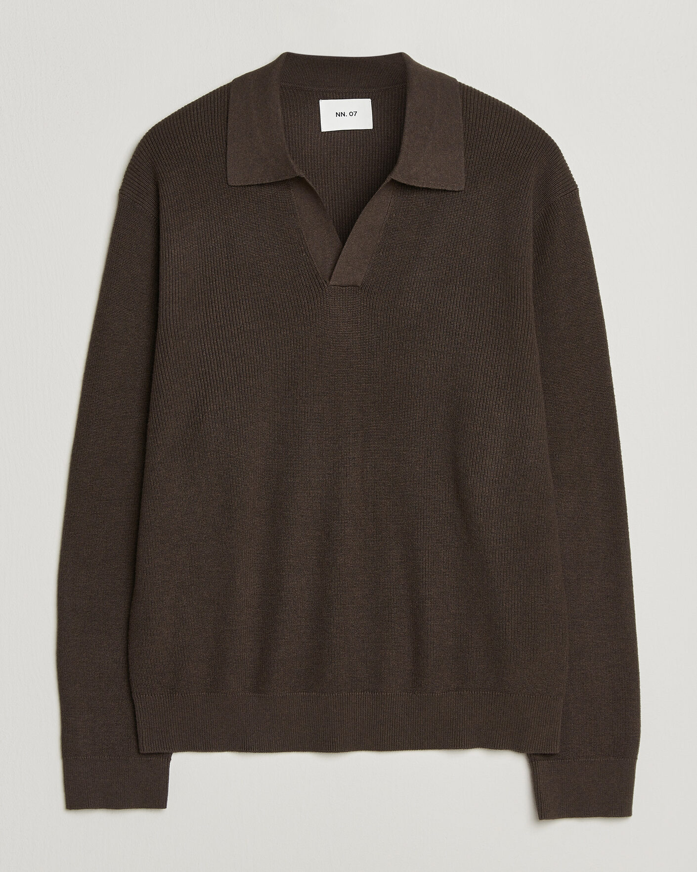 Herre | Gensere | NN07 | Hope Cotton/Cashmere Rib Knitted Polo Brown