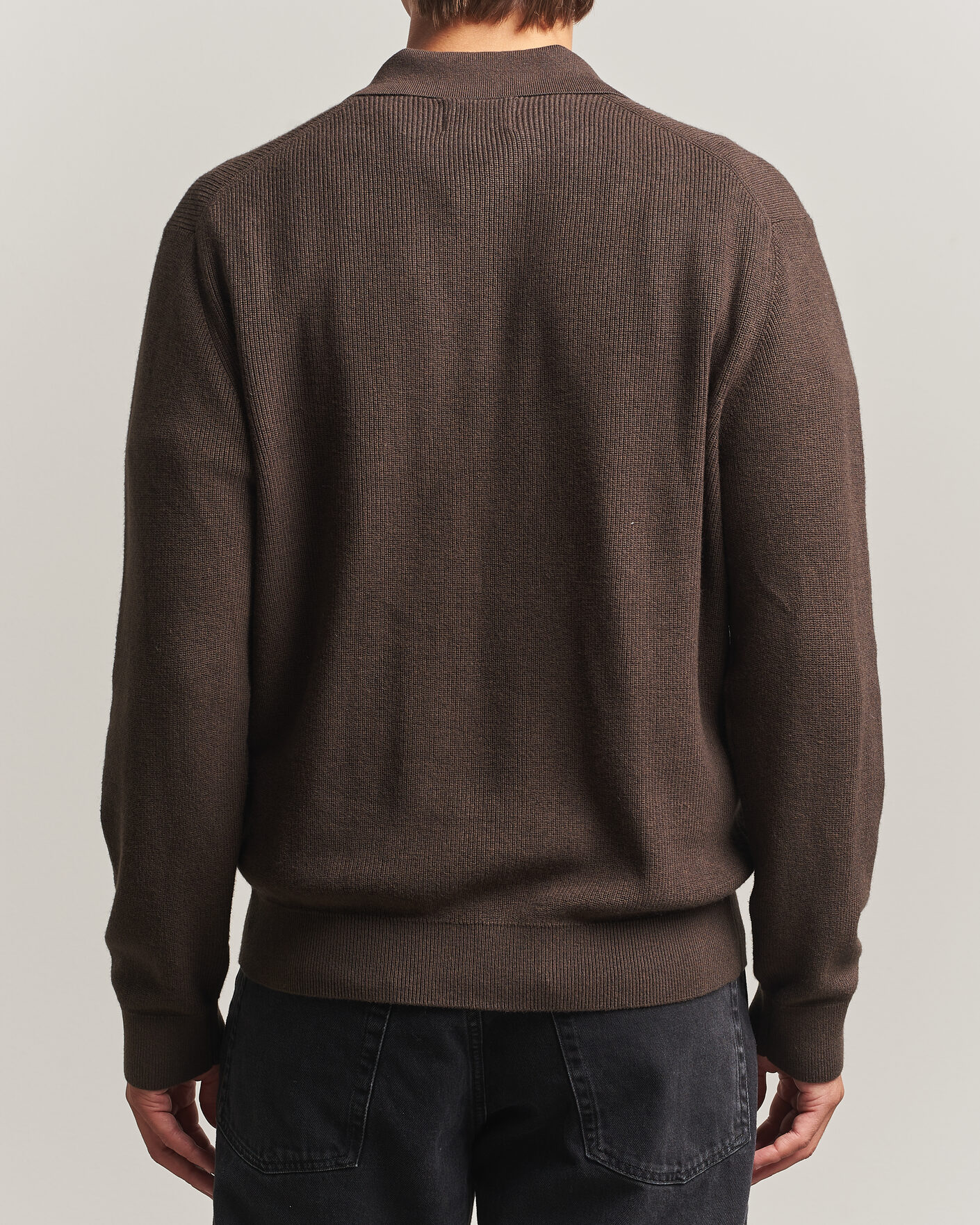 Herre | Gensere | NN07 | Hope Cotton/Cashmere Rib Knitted Polo Brown