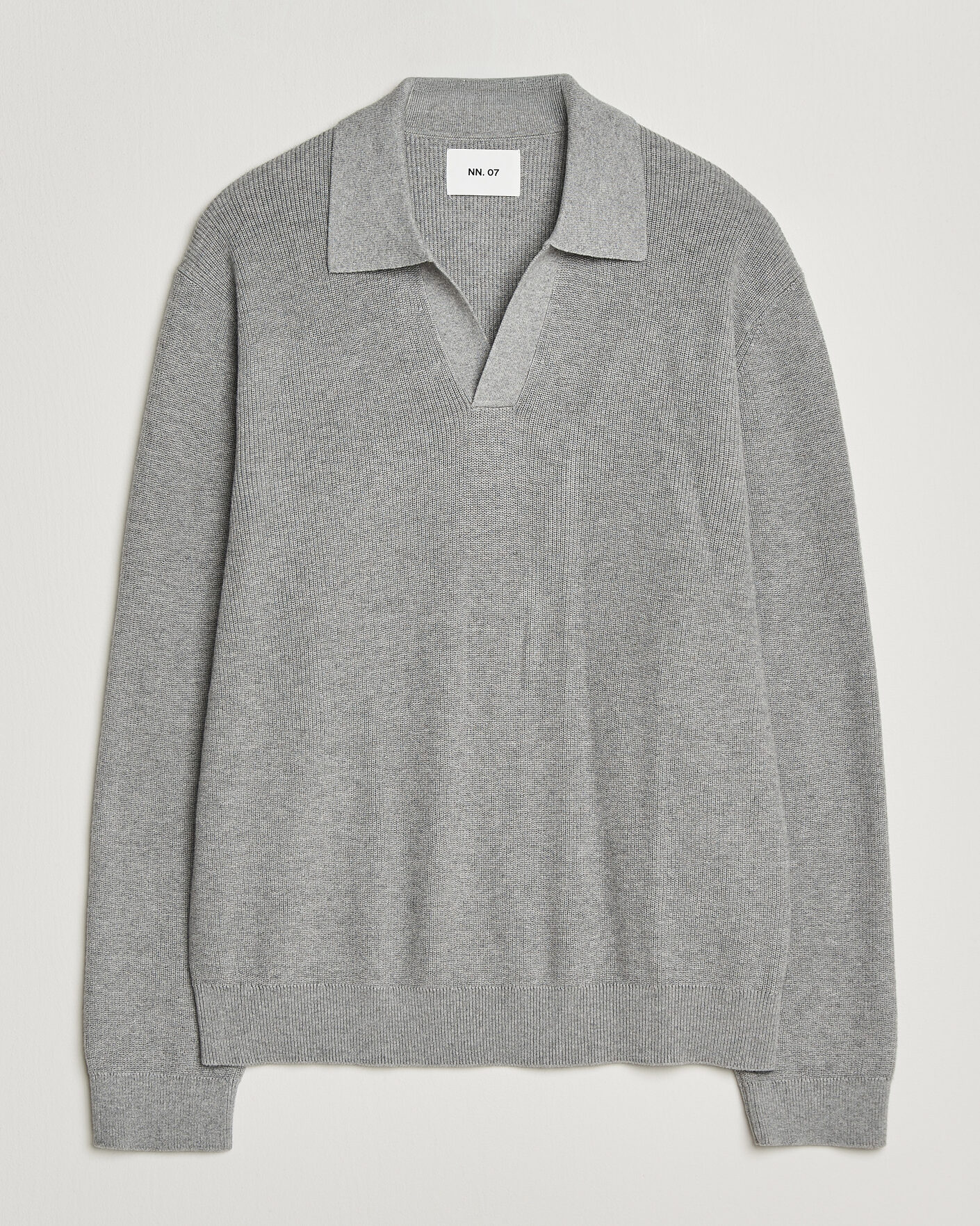 Herre | Gensere | NN07 | Hope Cotton/Cashmere Rib Knitted Polo Grey