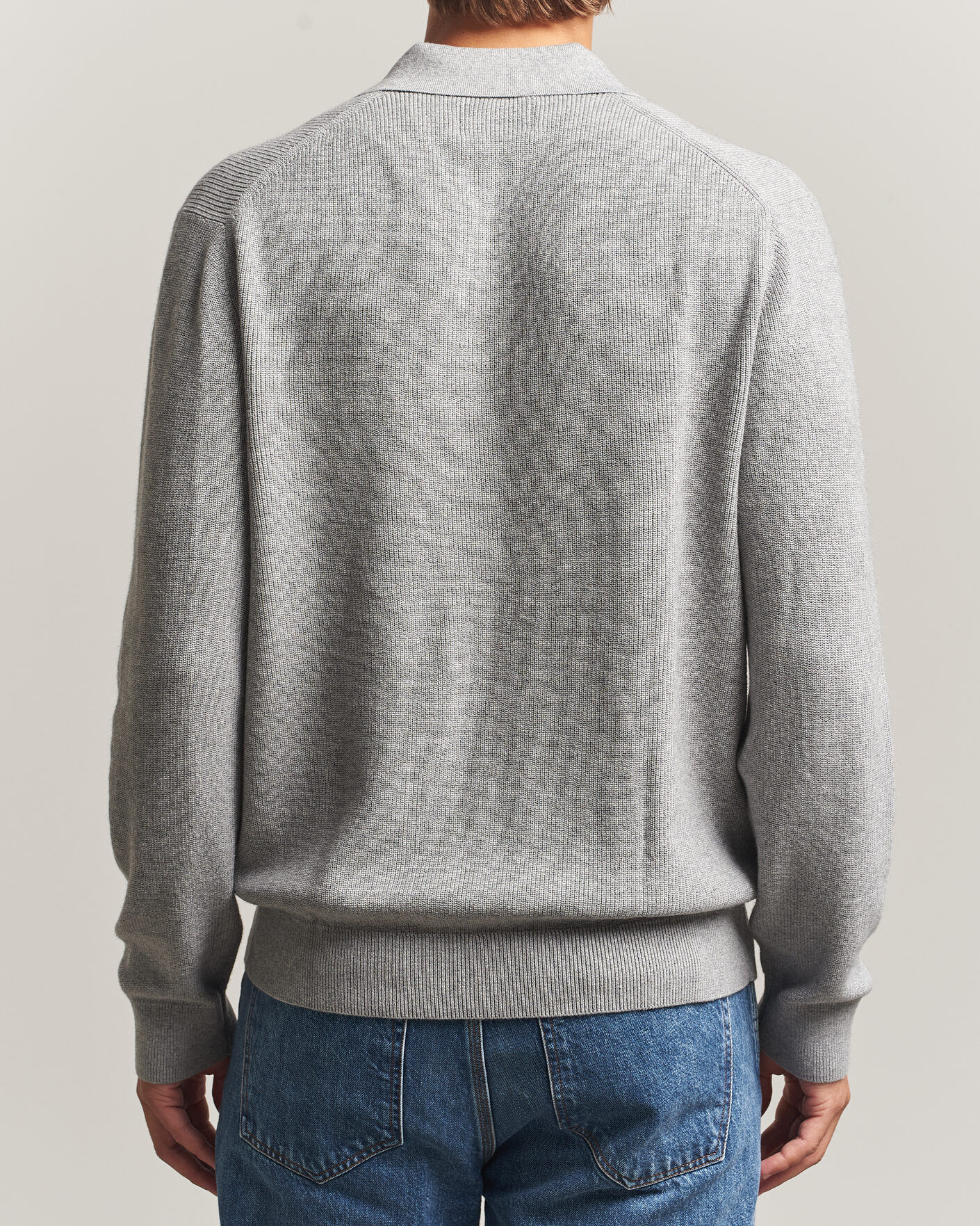 Herre | Gensere | NN07 | Hope Cotton/Cashmere Rib Knitted Polo Grey