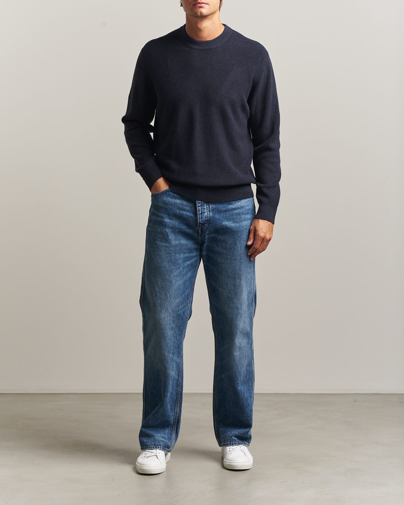 Herre | Gensere | NN07 | Hope Cotton/Cashmere Rib Knitted Sweater Navy