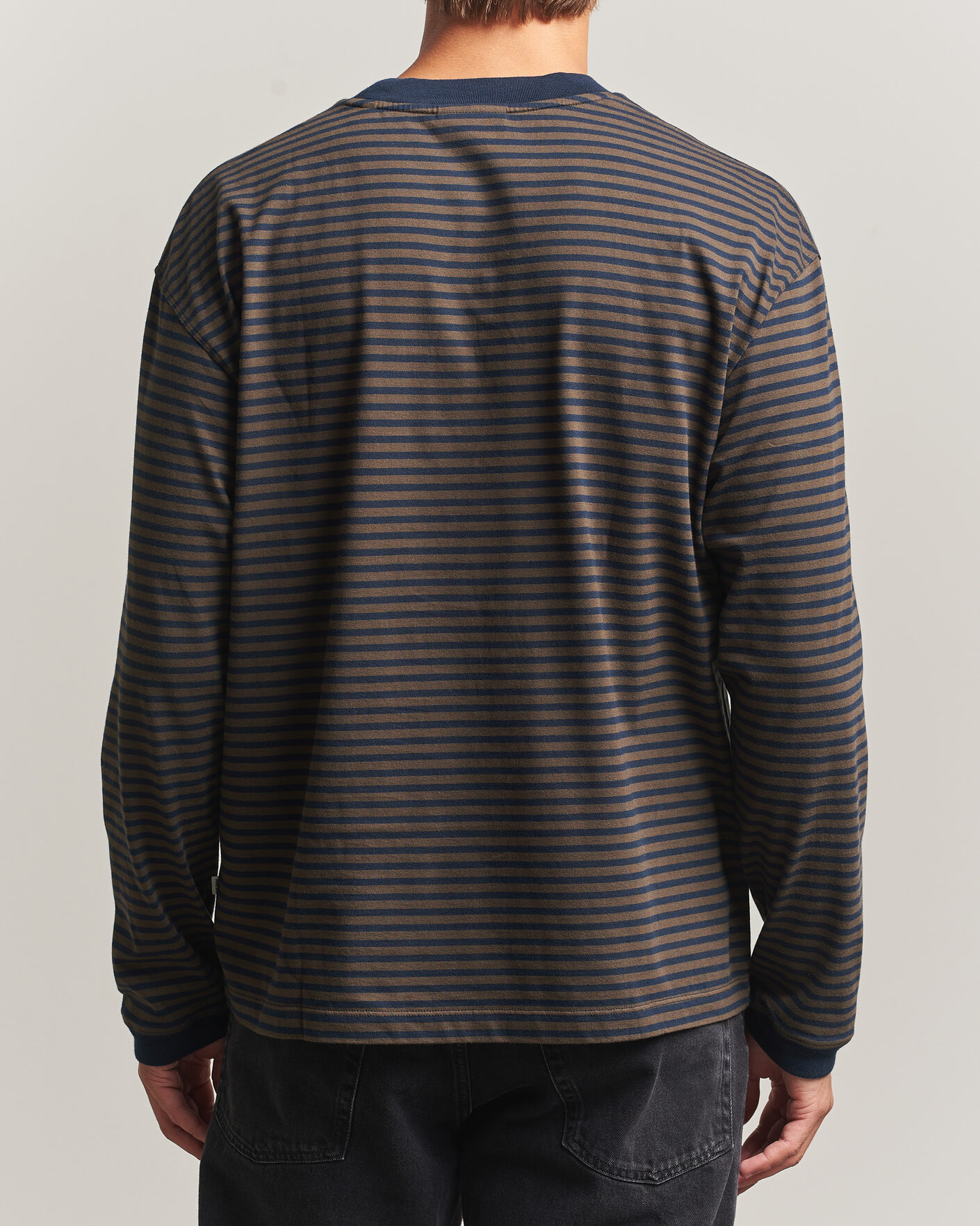 Herre | T-Shirts | NN07 | Lionel Striped Long Sleeve T-Shirt Navy/Brown