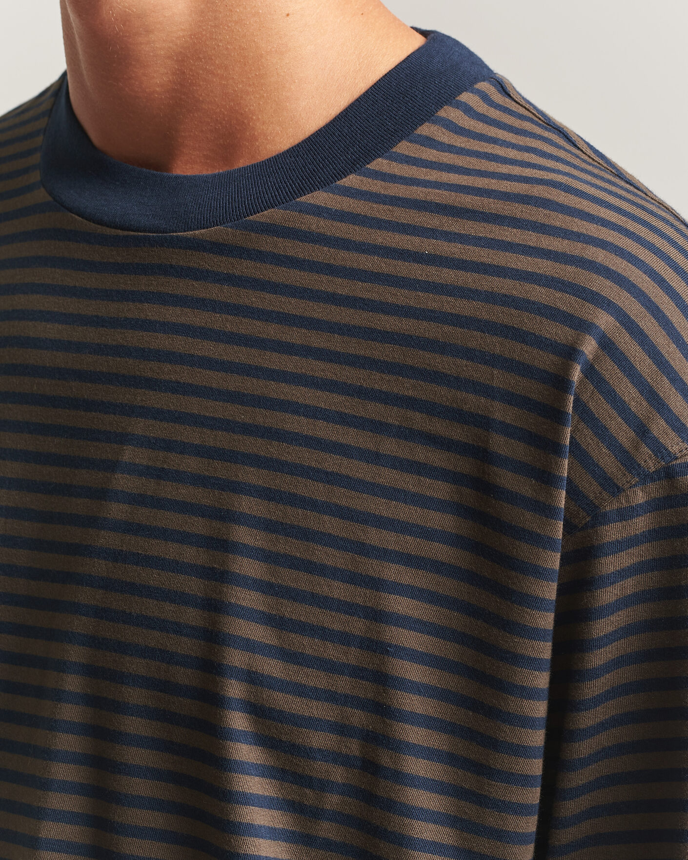 Herre | T-Shirts | NN07 | Lionel Striped Long Sleeve T-Shirt Navy/Brown