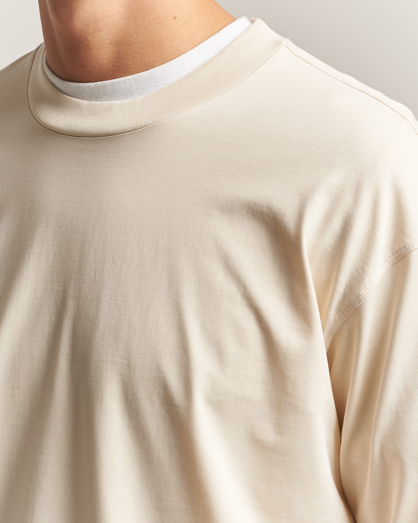 Herre | T-Shirts | NN07 | Lionel Suvin Cotton Long Sleeve T-Shirt Ivory