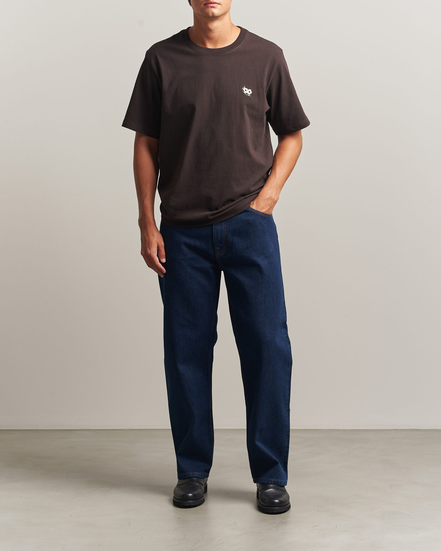 Herre | T-Shirts | NN07 | Jett Embroidered Crew Neck T-Shirt Deep Truffle