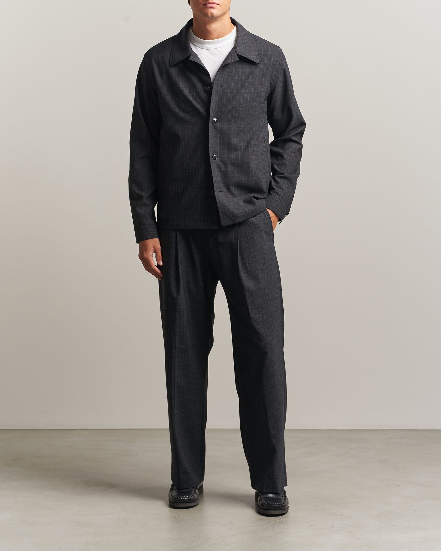 Herre | Bukser | NN07 | Kay Wool Pinstriped Trousers Dark Grey