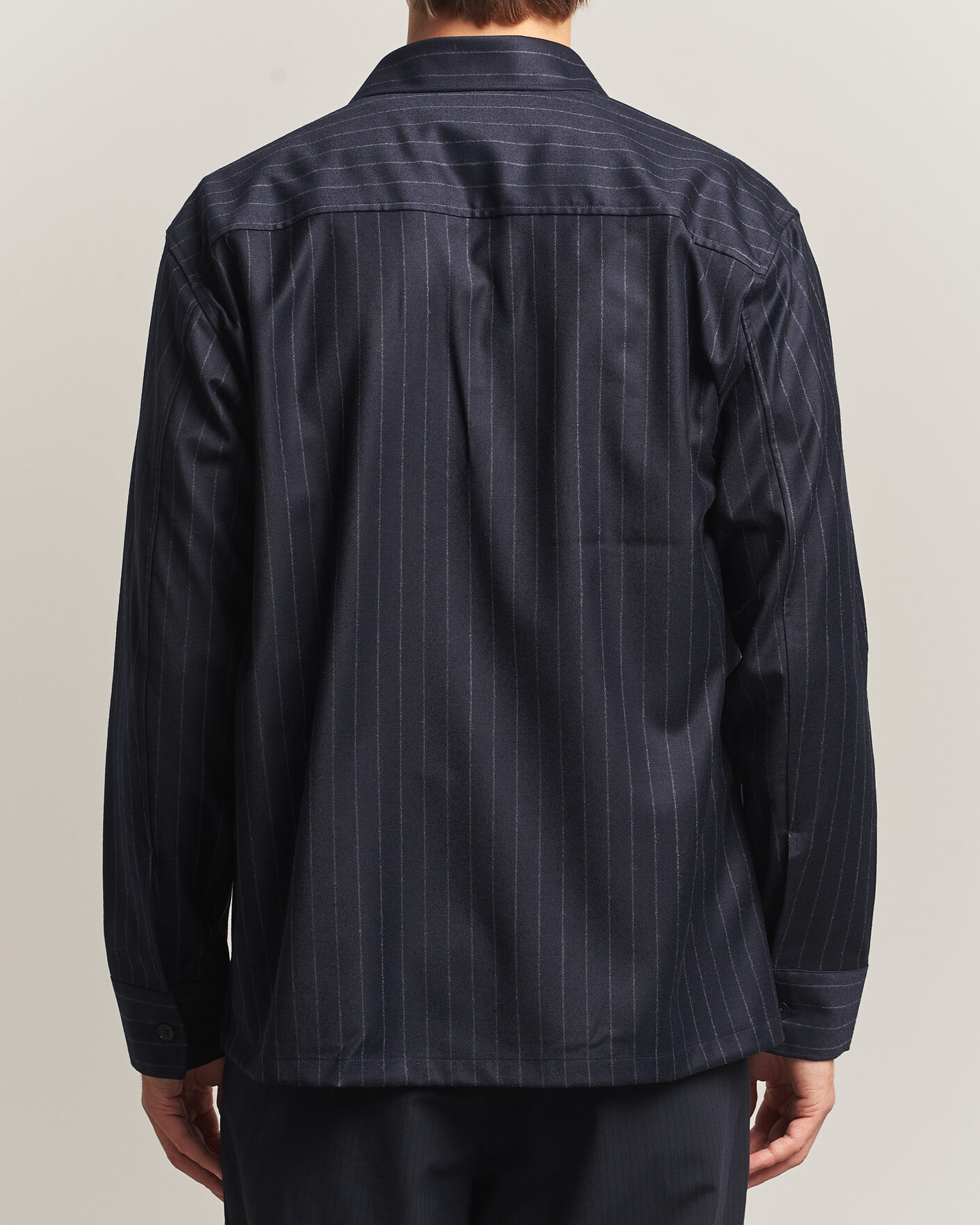 Herre | Skjorter | NN07 | Freddy Wool Pinstriped Overshirt Navy