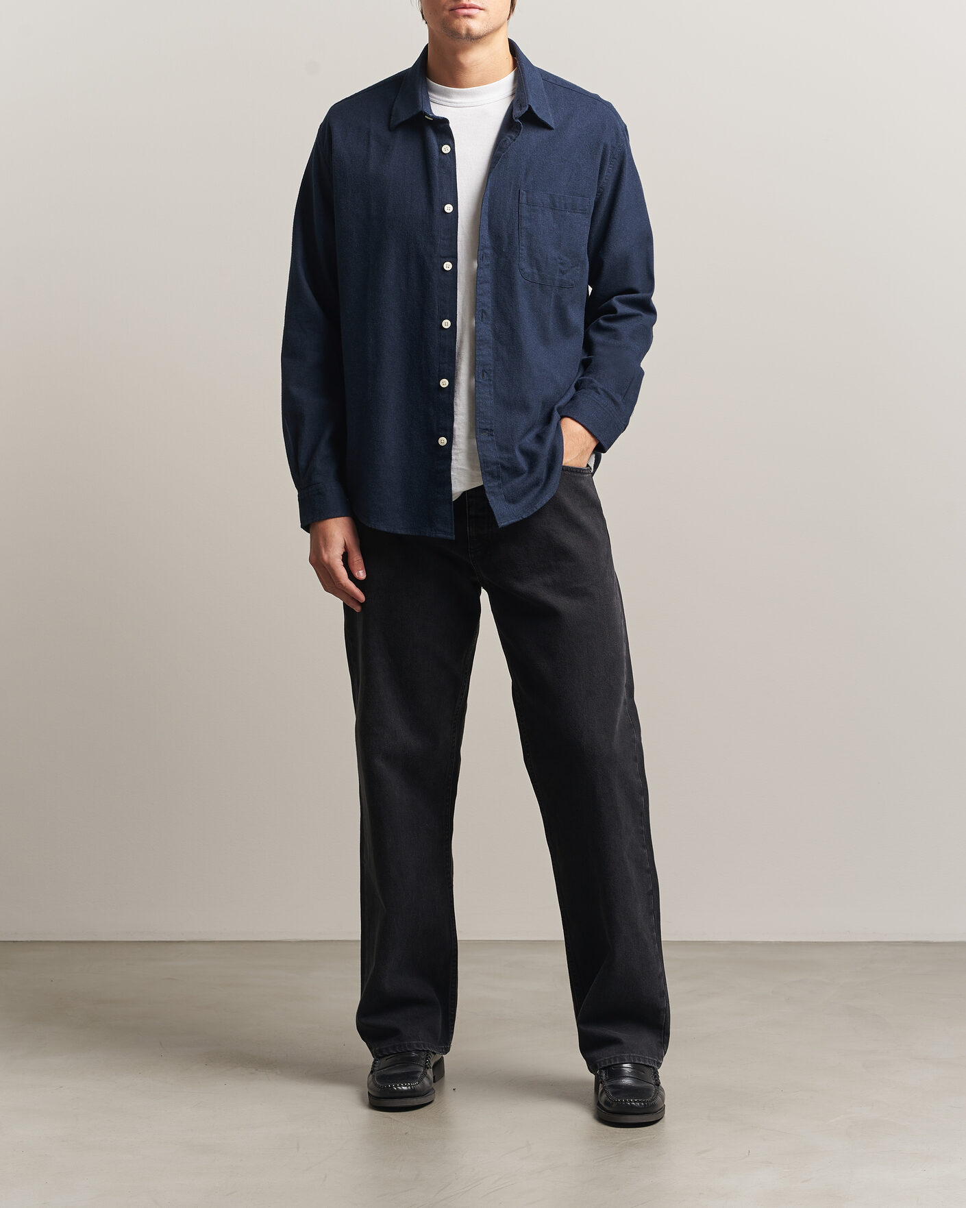 Herre | Skjorter | NN07 | Dino Brushed Flannel Shirt Navy Blue