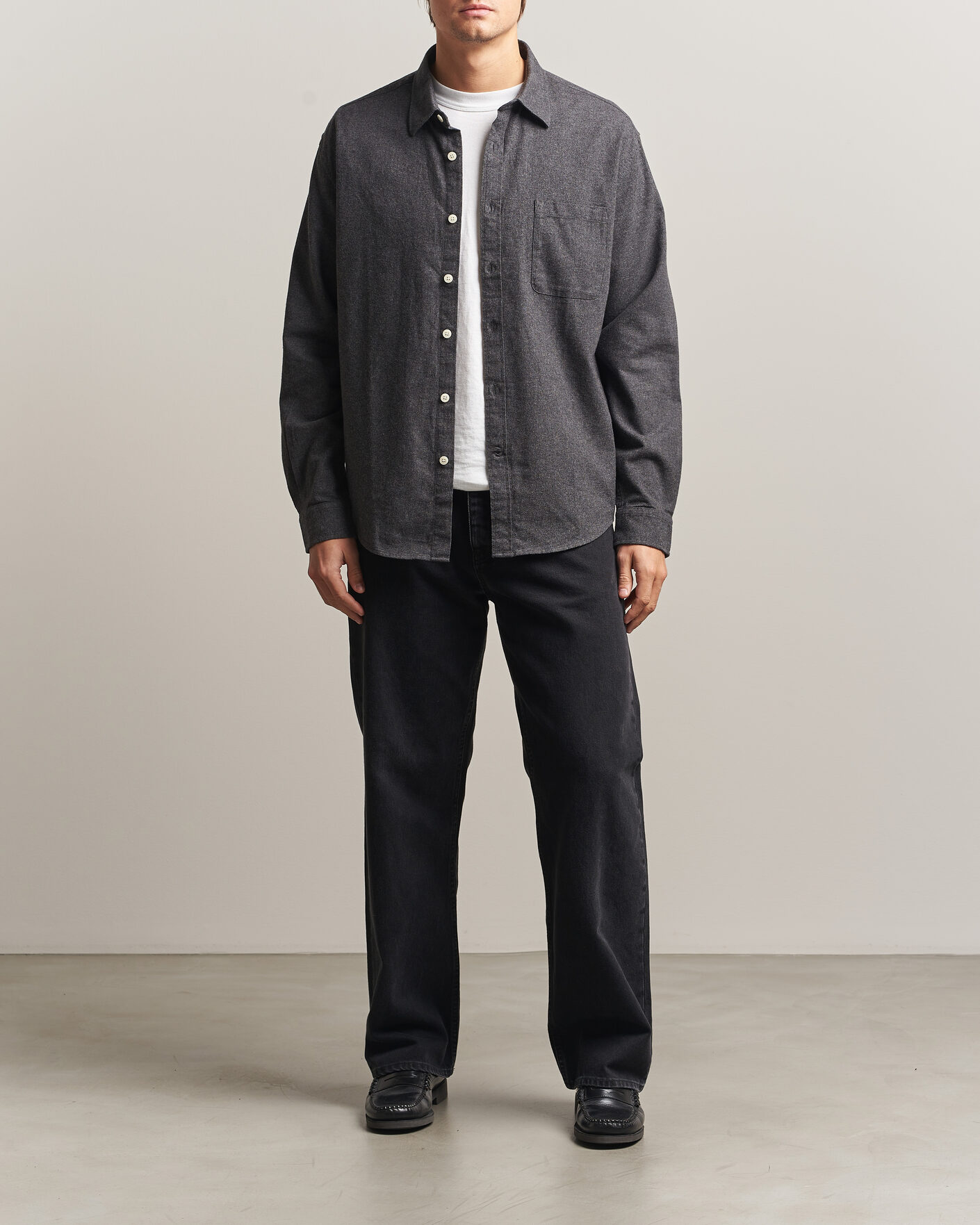 Herre | Skjorter | NN07 | Dino Brushed Flannel Shirt Dark Grey