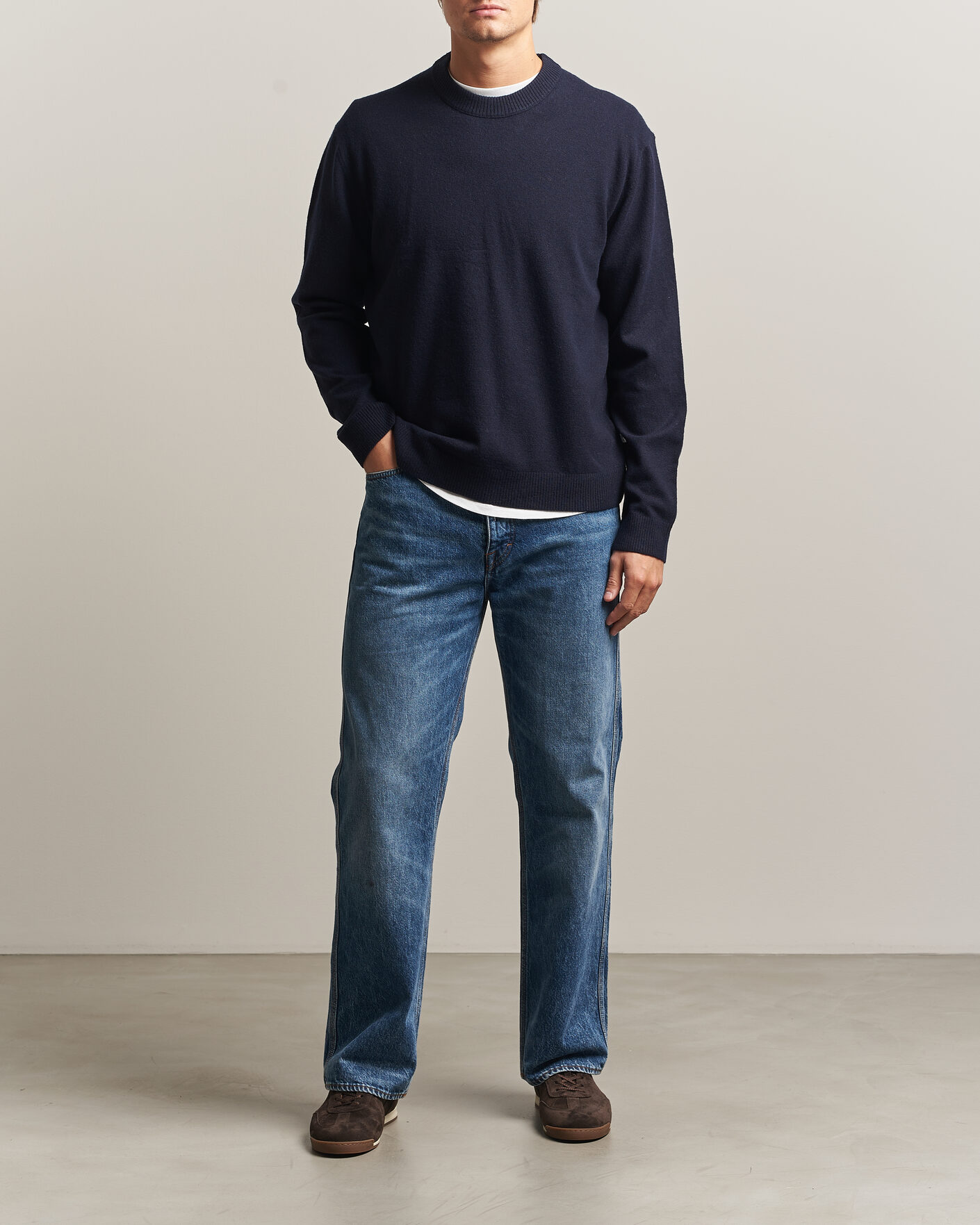 Herre | Gensere | NN07 | Raz Lambswool Knitted Sweater Deep Navy
