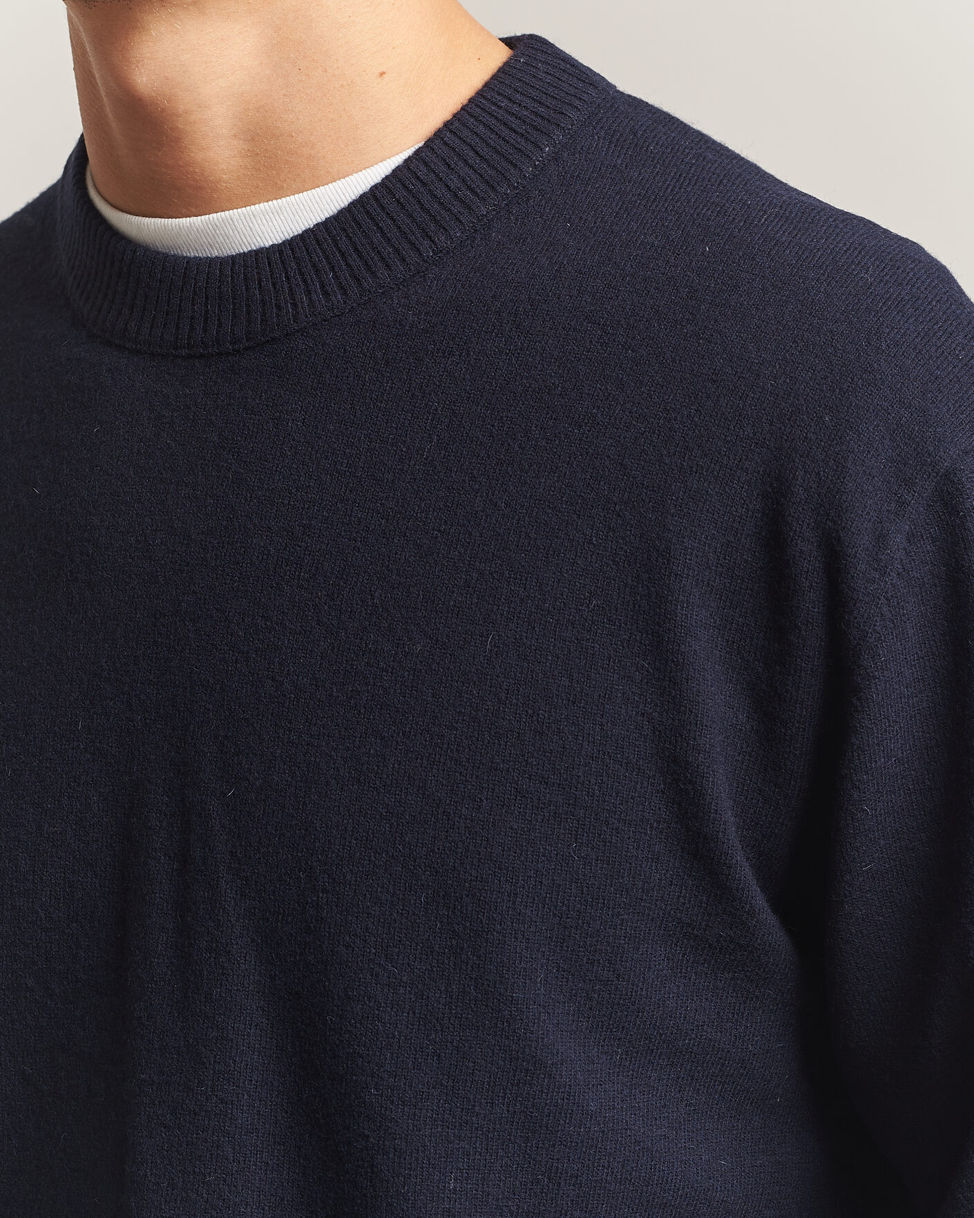 Herre | Gensere | NN07 | Raz Lambswool Knitted Sweater Deep Navy