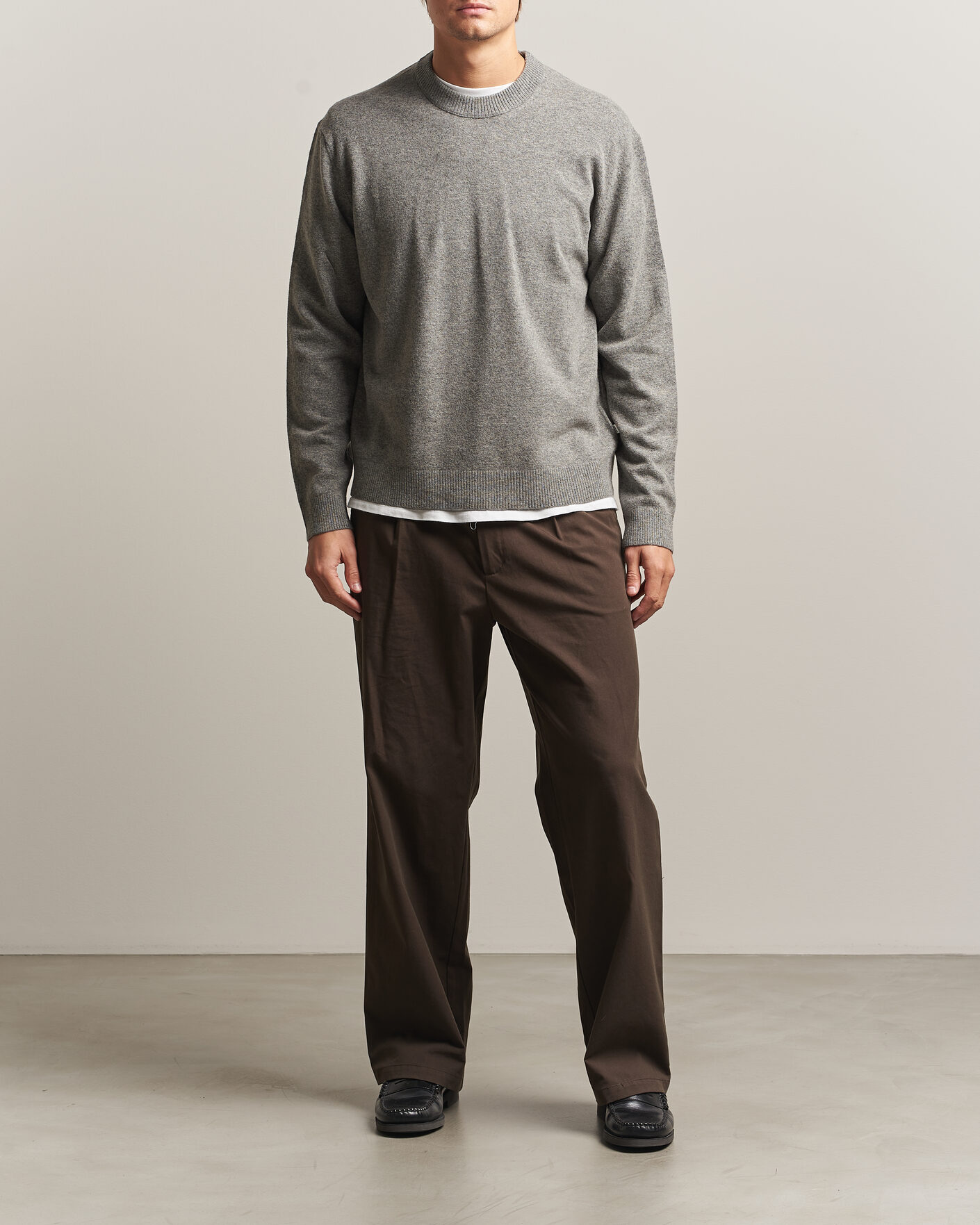 Herre | Gensere | NN07 | Raz Lambswool Knitted Sweater Grey Melange