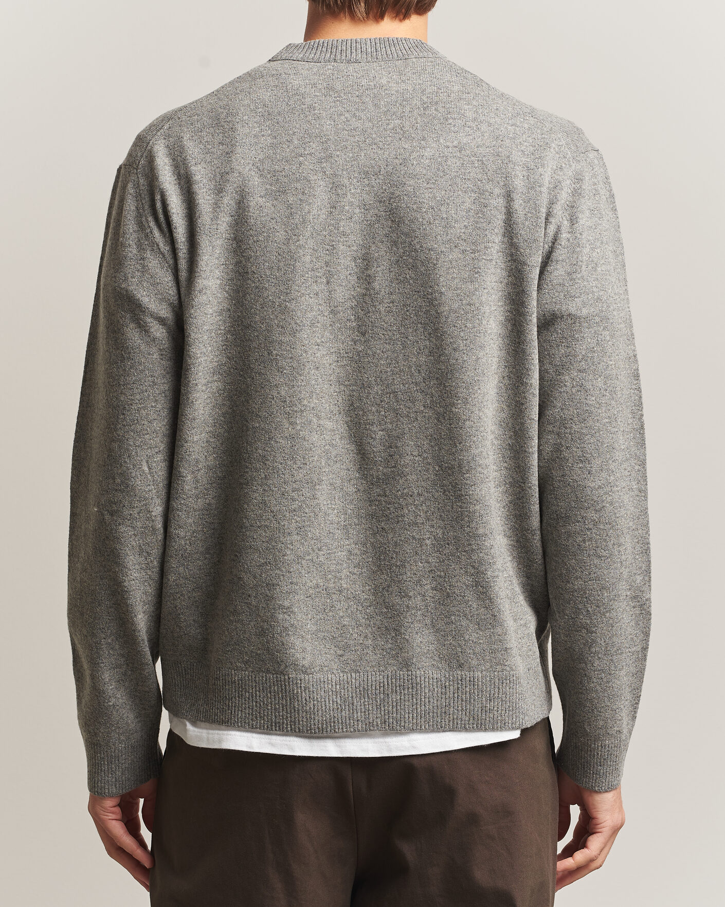 Herre | Gensere | NN07 | Raz Lambswool Knitted Sweater Grey Melange