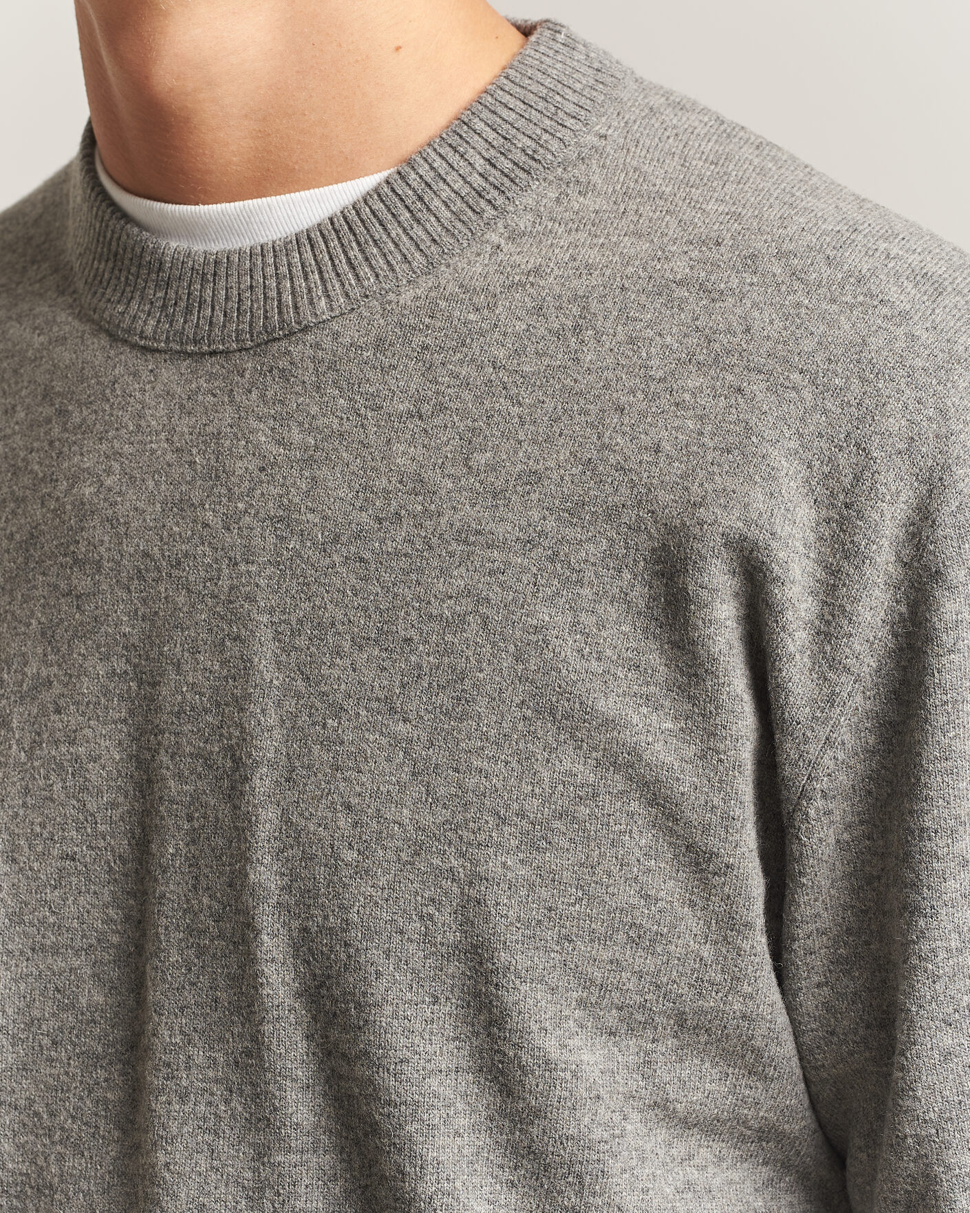 Herre | Gensere | NN07 | Raz Lambswool Knitted Sweater Grey Melange