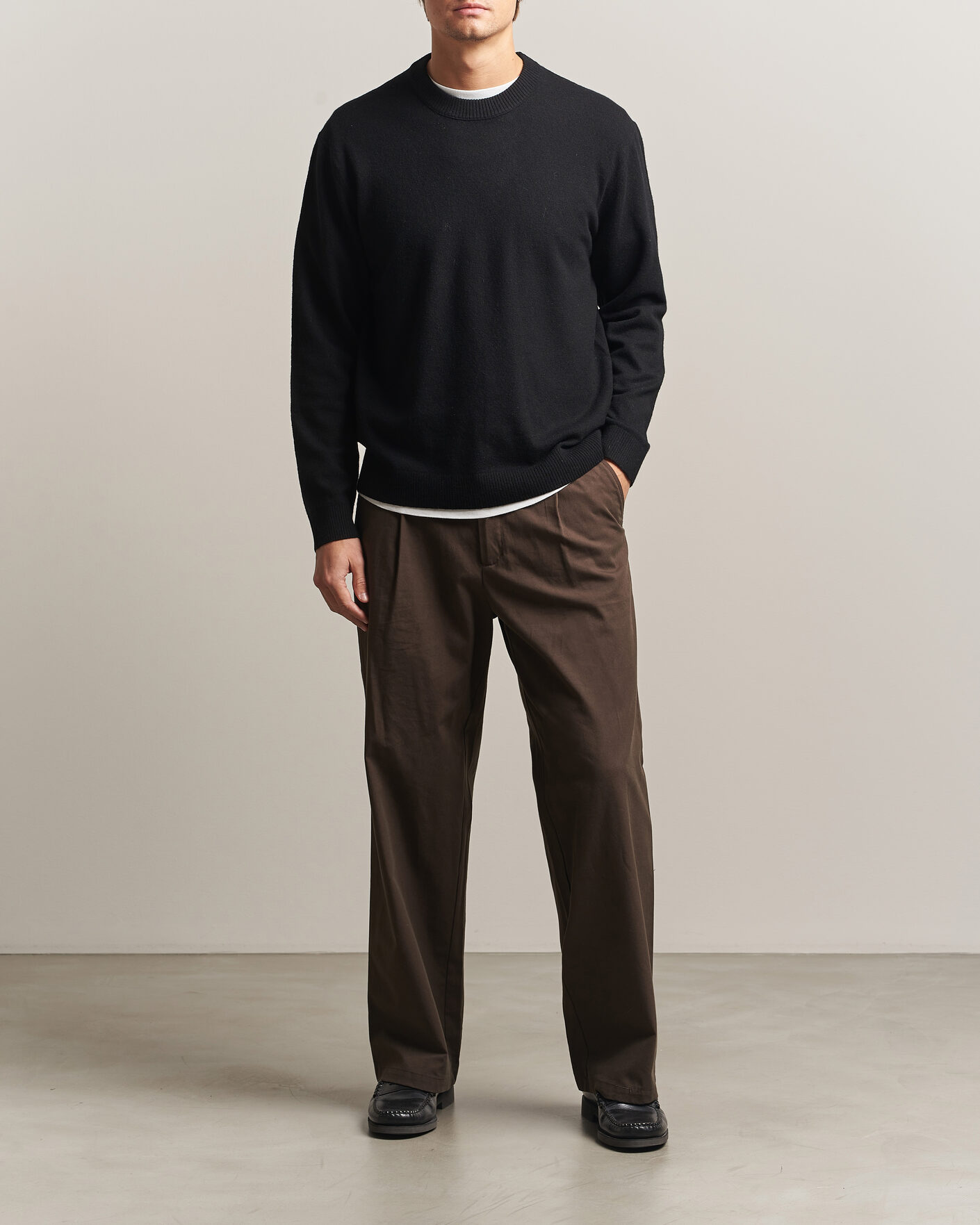 Herre | Gensere | NN07 | Raz Lambswool Knitted Sweater Black