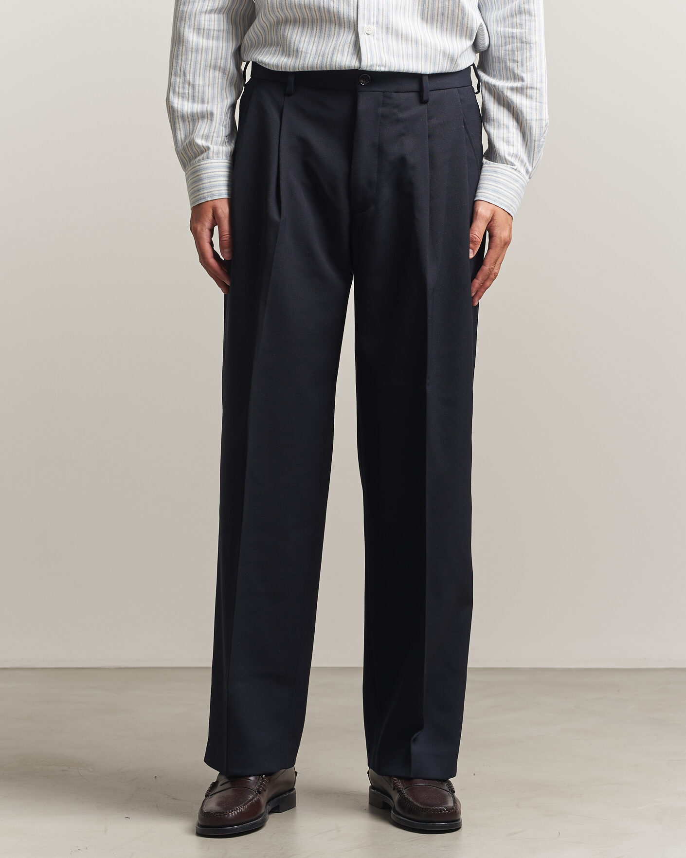Herre | Bukser | NN07 | Justin Wool Pleated Suit Trousers Deep Navy