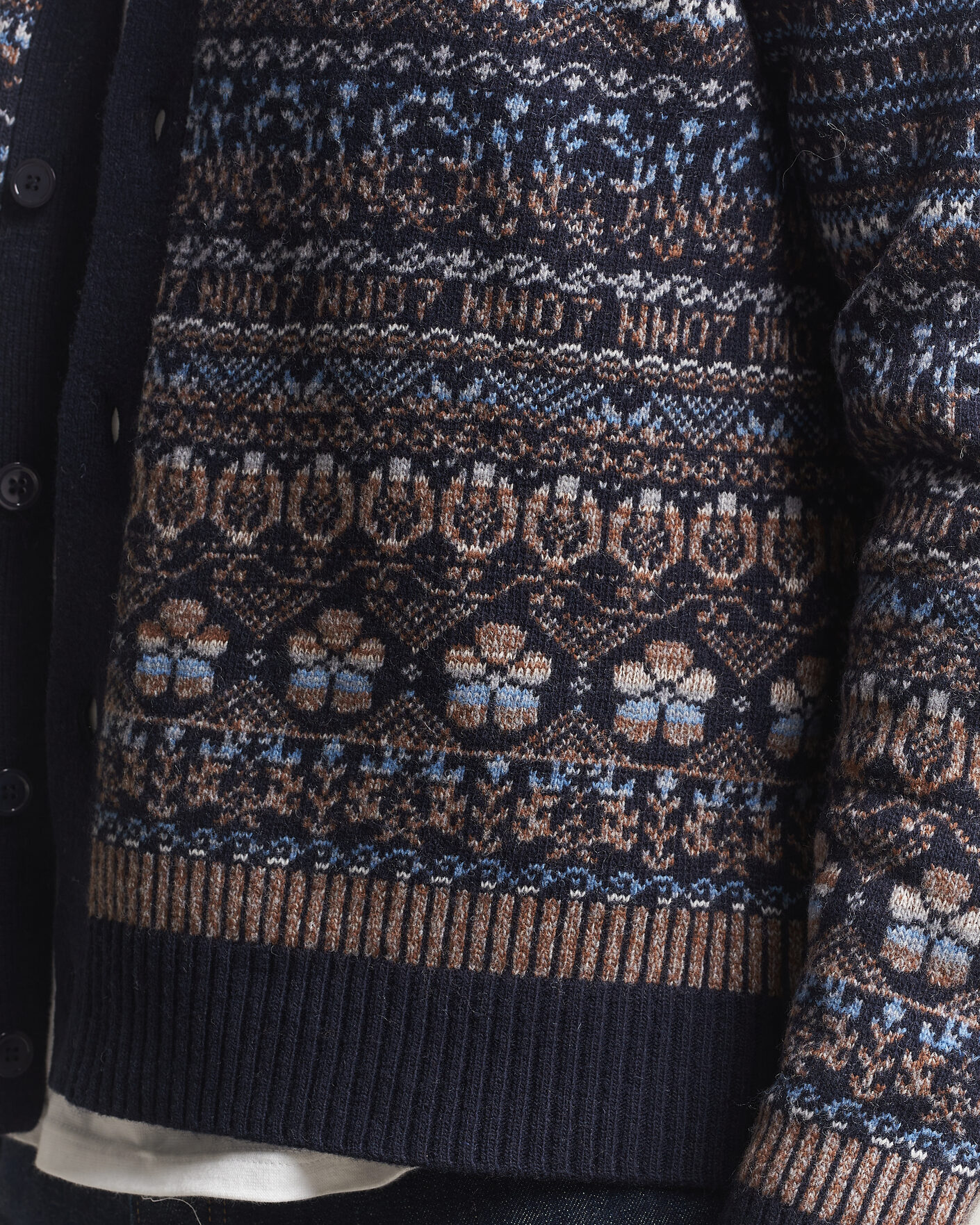 Herre | Gensere | NN07 | Tobias Fairisle Wool Knitted Cardigan Navy Blue