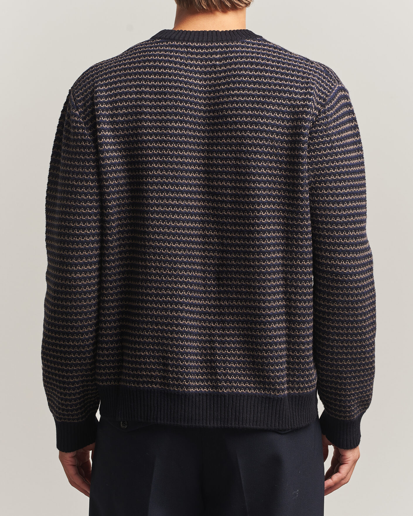 Herre | Gensere | NN07 | Russell Cotton/Wool Structured Sweater Navy Blue