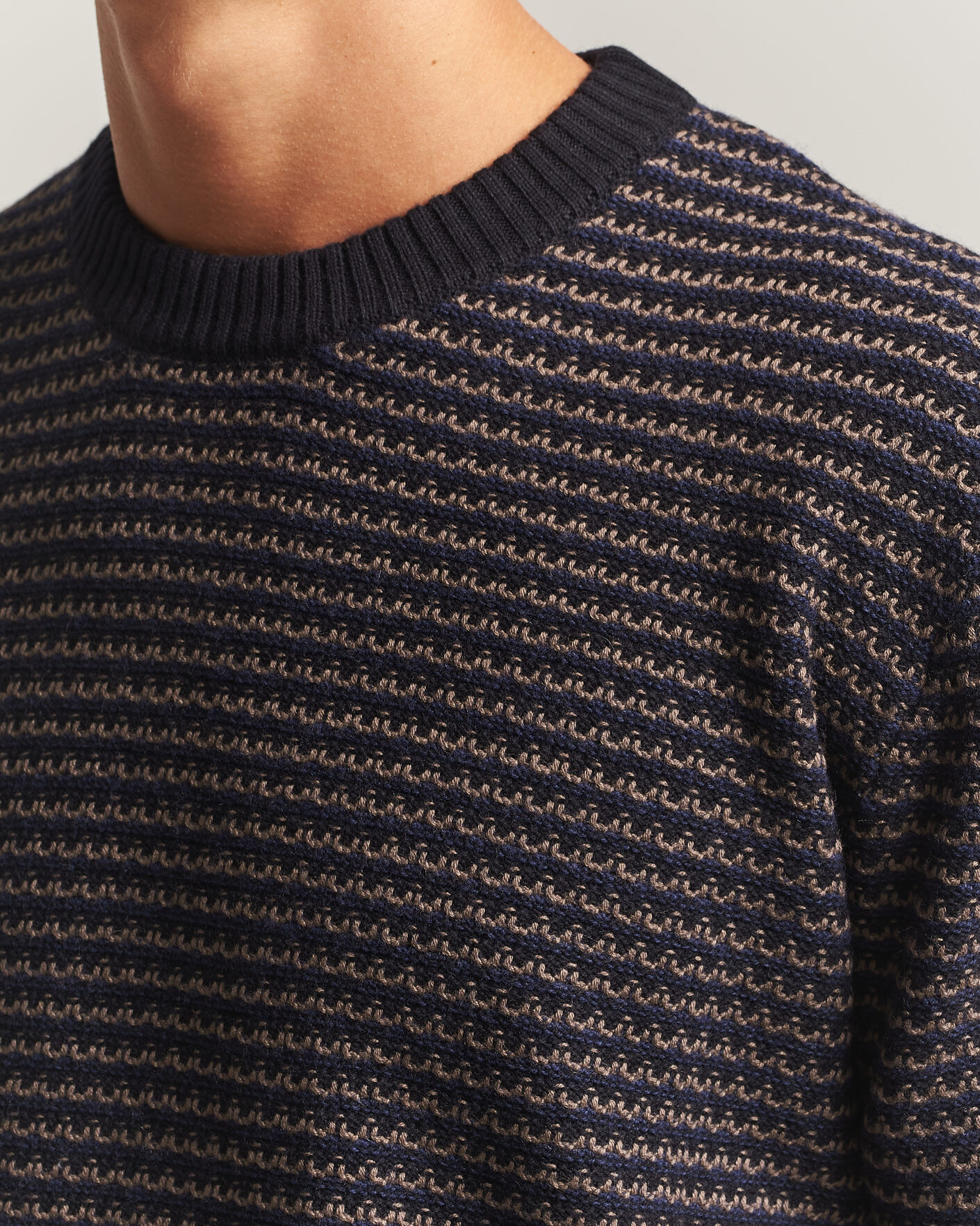 Herre | Gensere | NN07 | Russell Cotton/Wool Structured Sweater Navy Blue