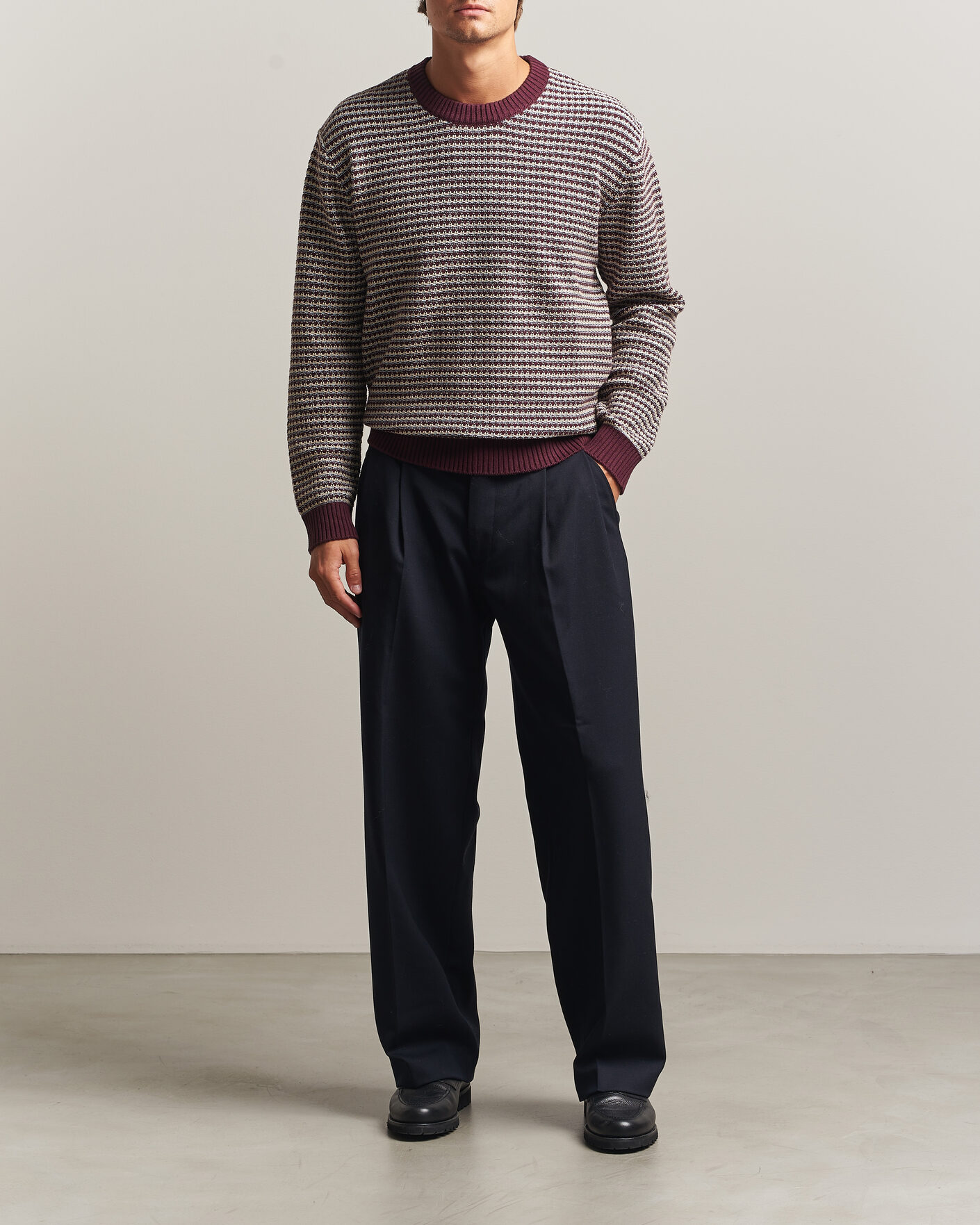 Herre | Gensere | NN07 | Russell Cotton/Wool Structured Sweater Winetasting