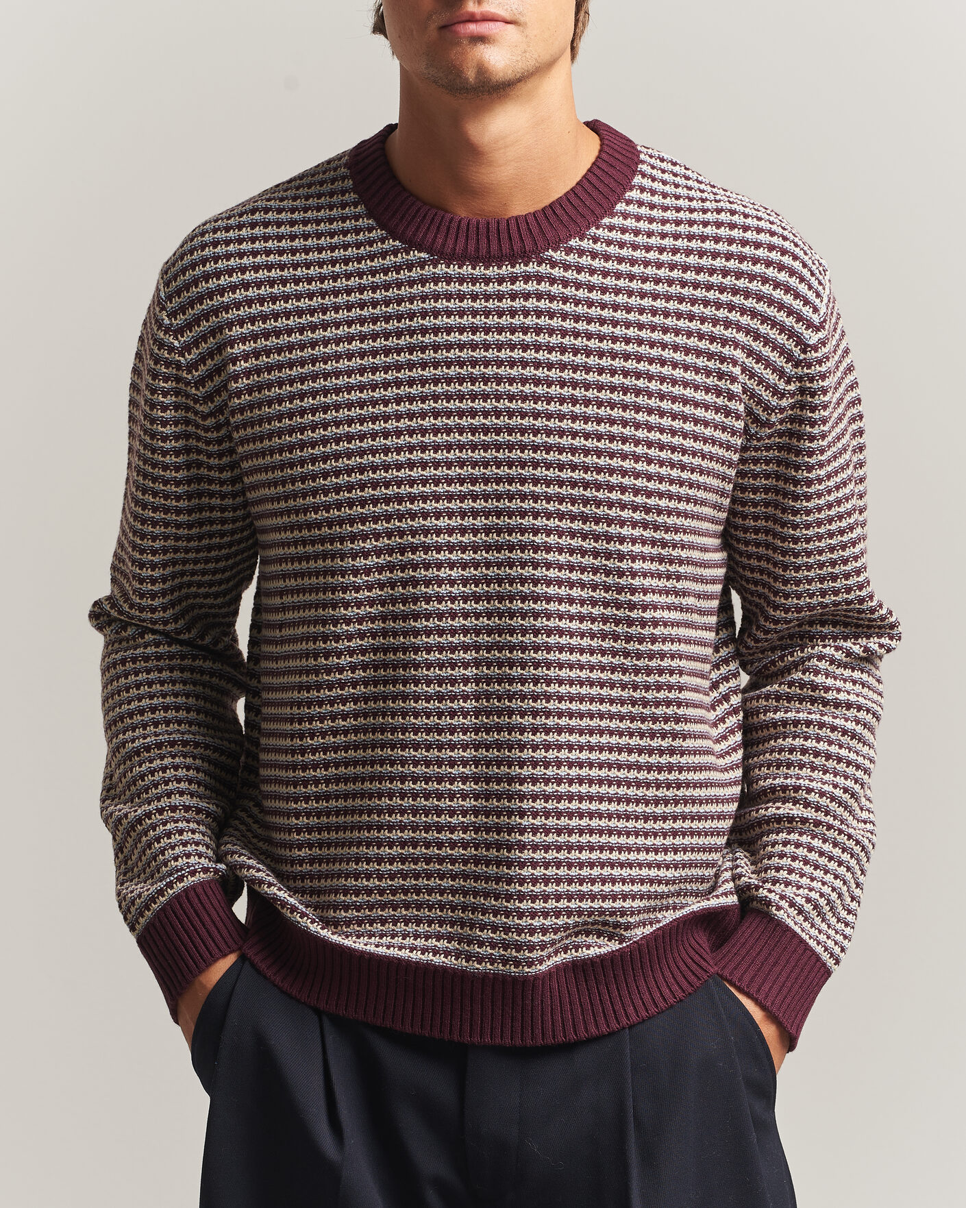 Herre | Gensere | NN07 | Russell Cotton/Wool Structured Sweater Winetasting