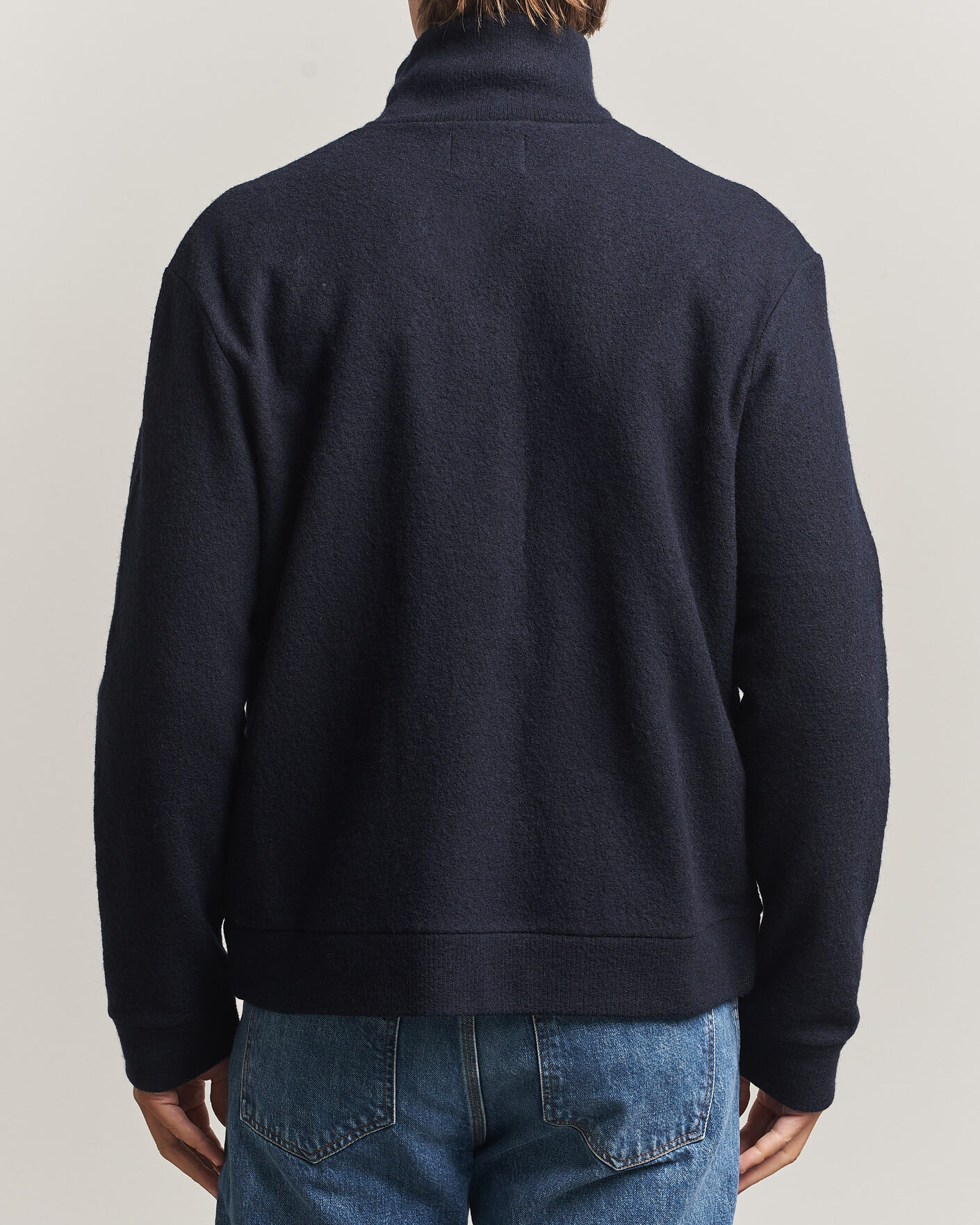Herre | Gensere | NN07 | Soft Boiled Wool Full Zip Navy Blue